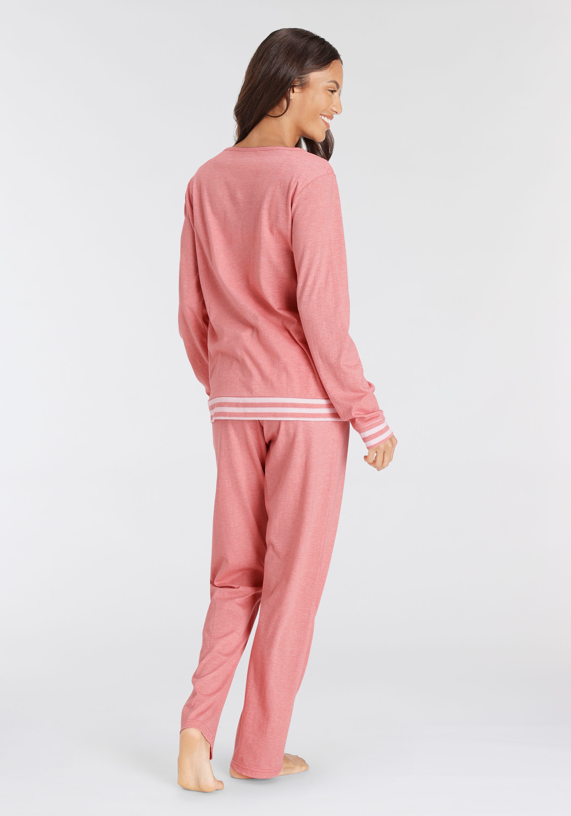 Vivance Dreams Pyjama, (2 tlg.), mit gestreiften Bündchen