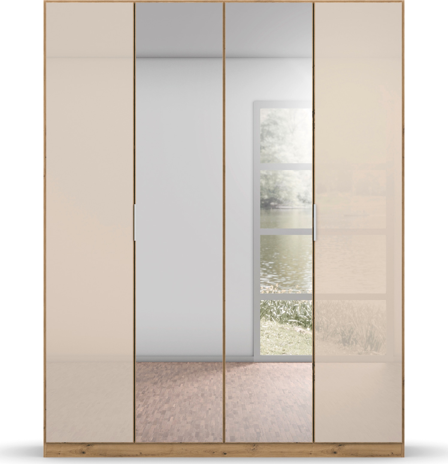 rauch Drehtürenschrank »Koluna«, Glasfront mit Spiegel, inkl. 2 Innenschubladen sowie extra Böden