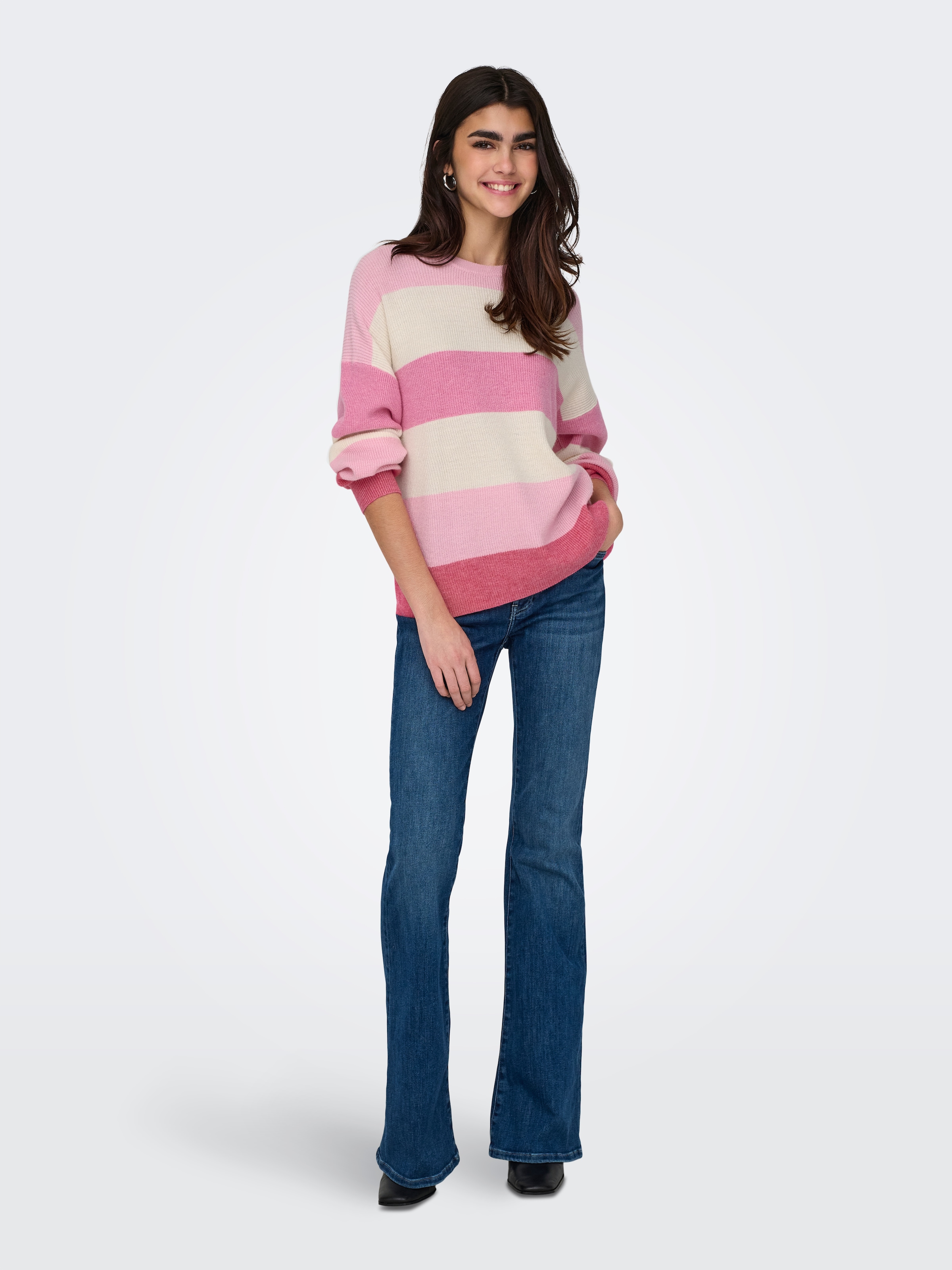 ONLY Strickpullover »ONLATIA L/S STRIPE PULLOVER KNT NOOS«, mit dem auffälligen Streifenmuster