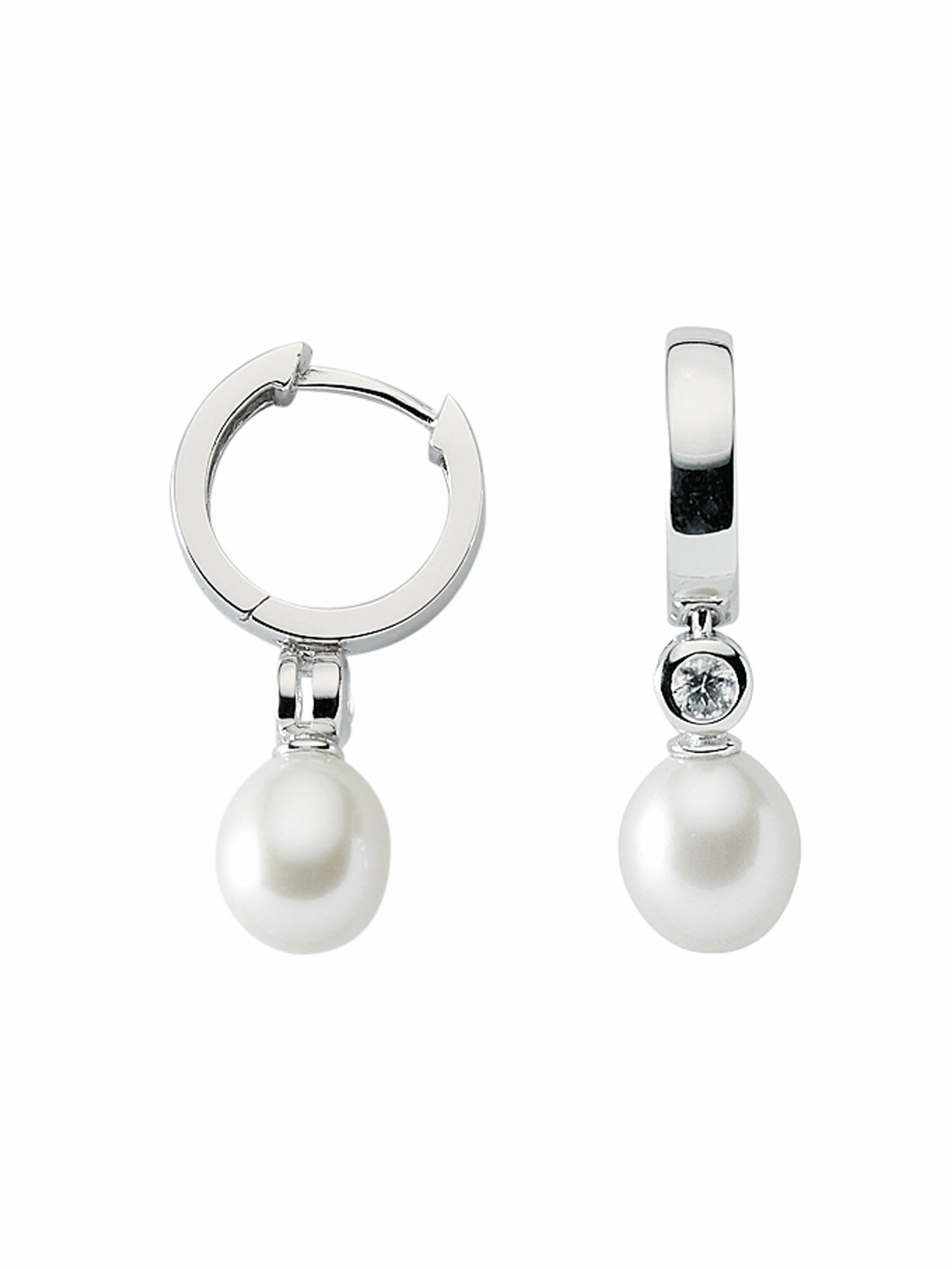 Paar Ohrhänger ADELIA´S "1 Paar 925 Silber Ohrringe / Creolen mit Zirkonia Ø 14,5 mm", silber, Ohrringe, Damen, Damen, Silber 925 (Sterlingsilber), 925 Sterling Silber mit Zirkonia Silberschmuck für Damen