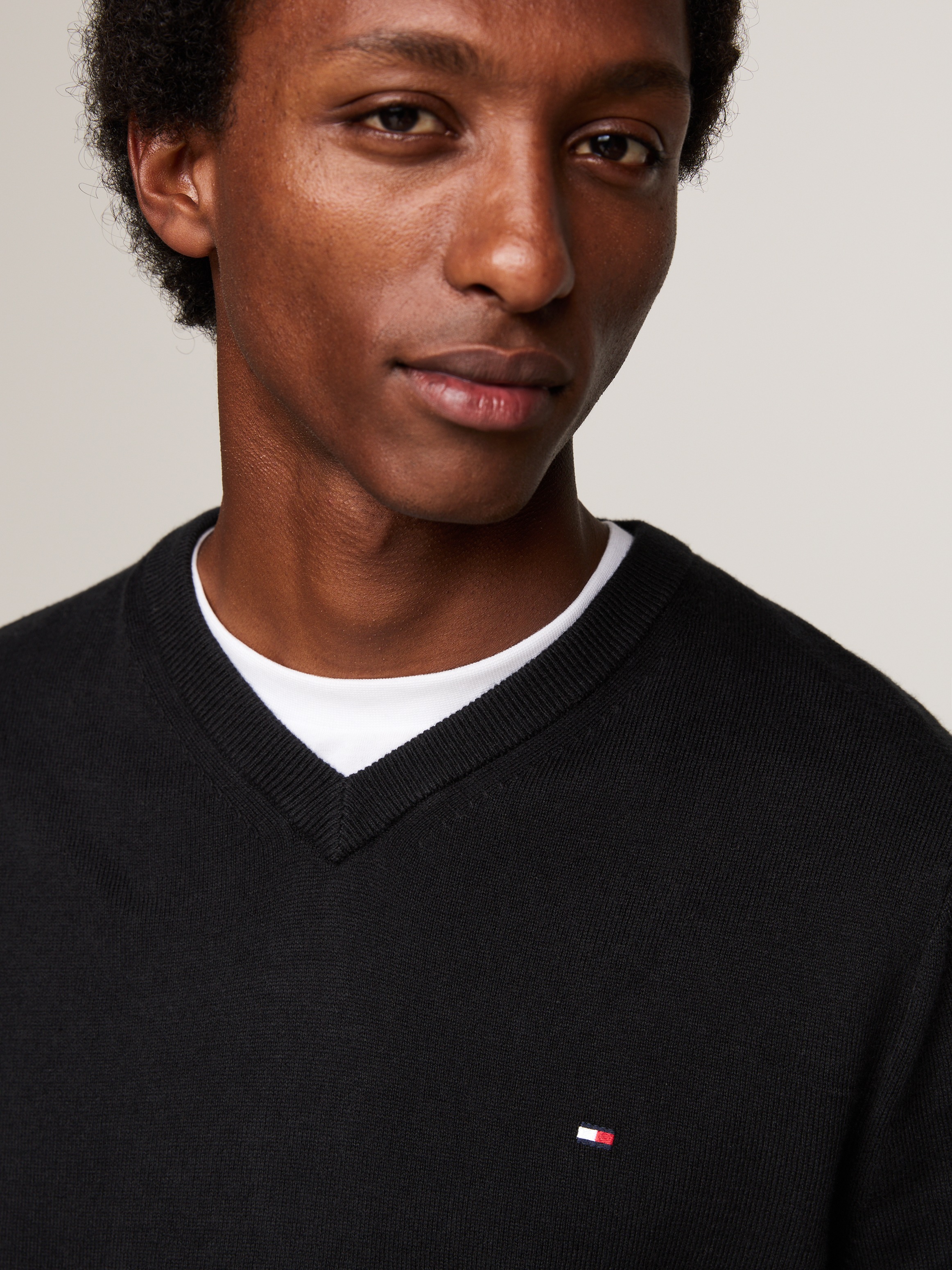 Tommy Hilfiger V-Ausschnitt-Pullover »PIMA ORG CTN CASHMERE V NECK«