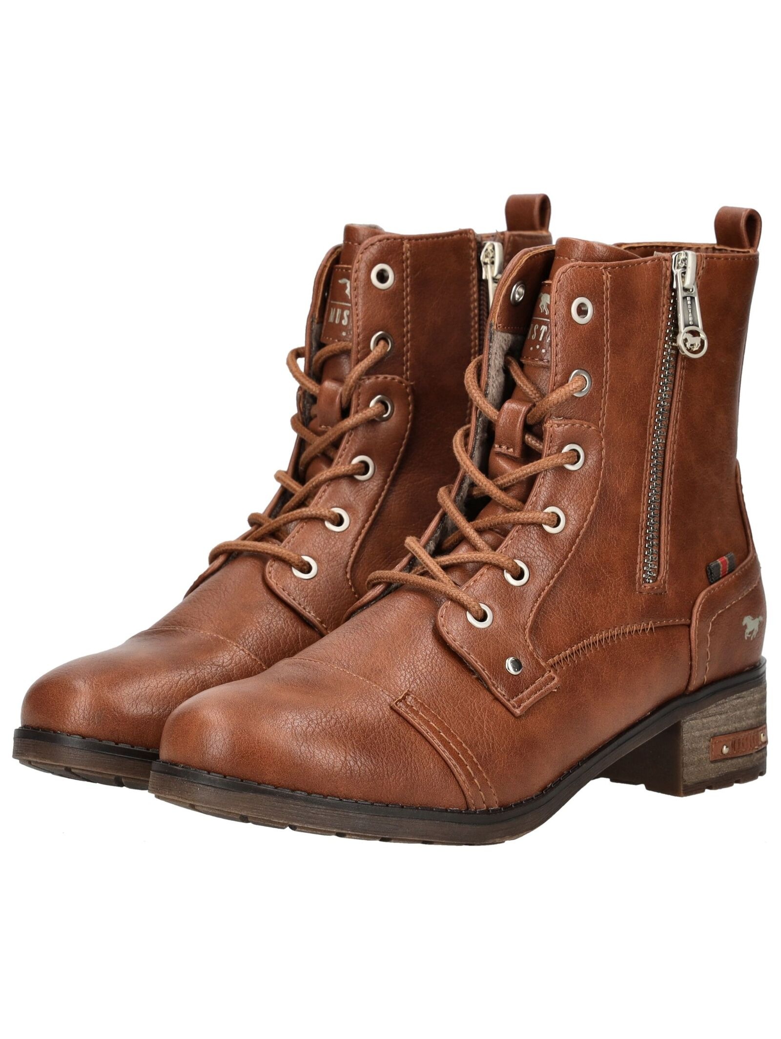 Schnürstiefelette MUSTANG SHOES "Mustang Shoes Stiefelette Lederimitat", Damen, Gr. 37, cognac, Lederimitat, Schuhe Schnürstiefelette 3