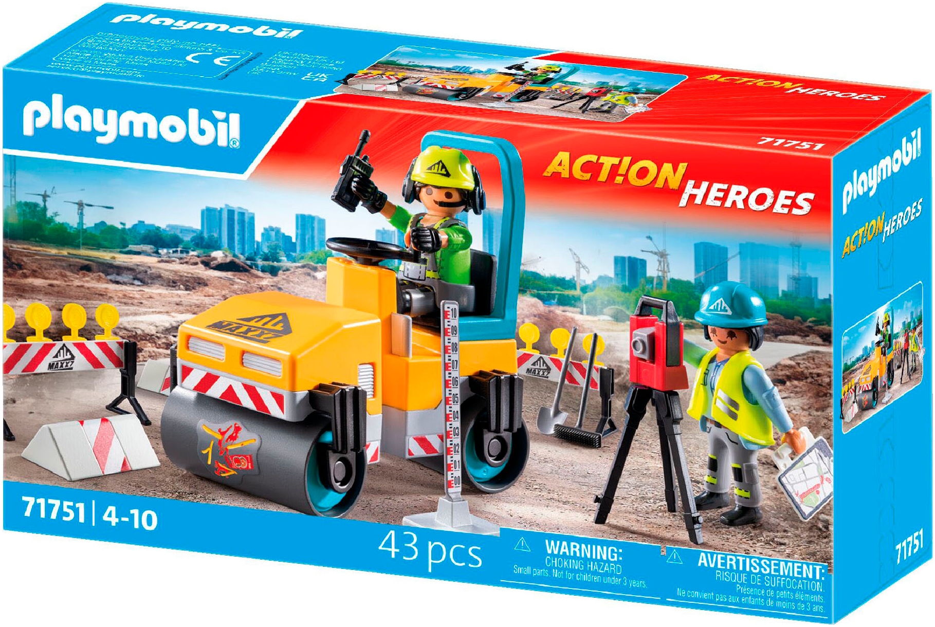 Playmobil® Konstruktions-Spielset »Straßenbaustelle (71751), Playmobil Action Heroes«, (43 St.)