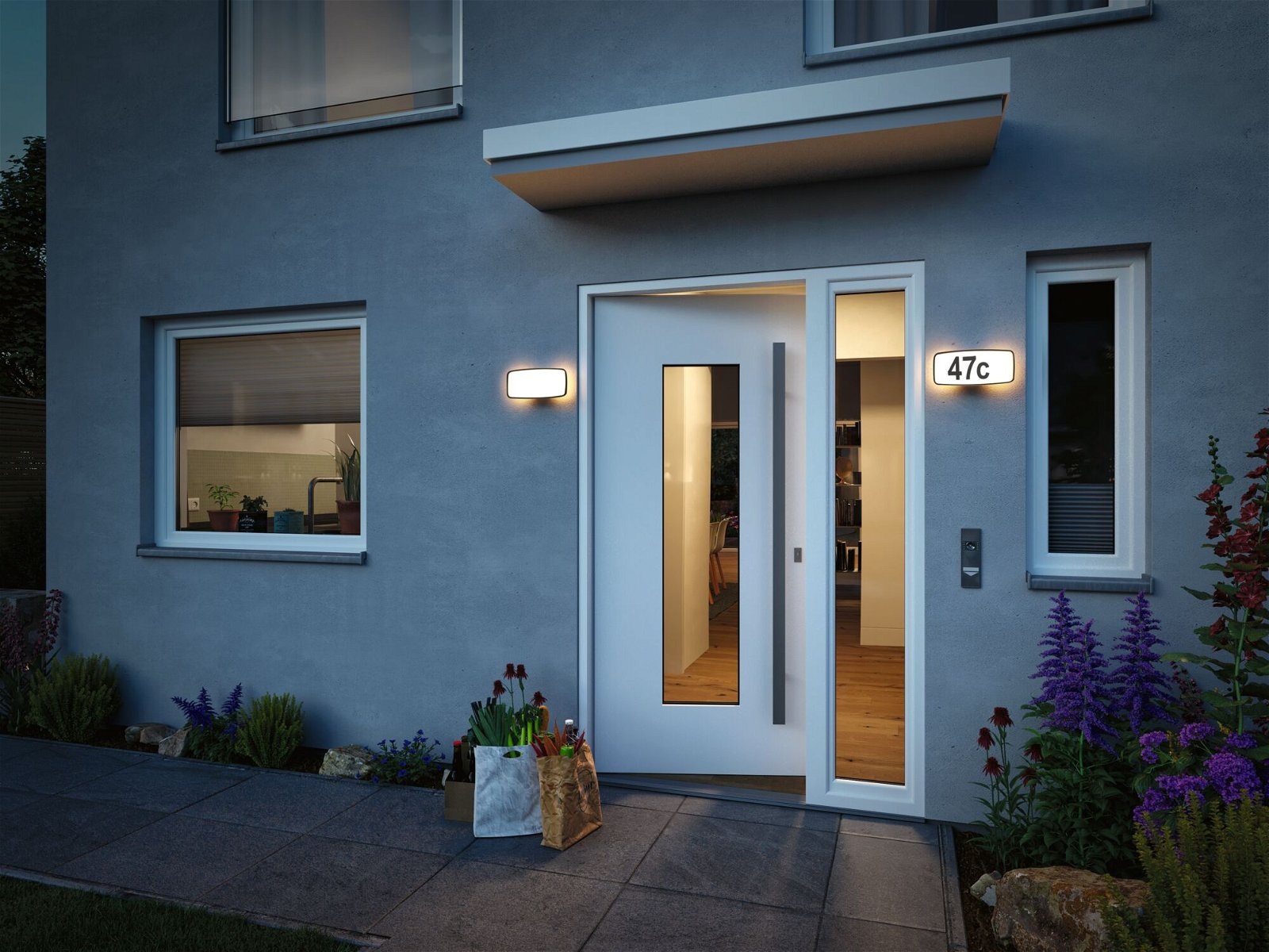 Paulmann LED Außen-Wandleuchte »Hausnummernleuchte IP44 276x73mm 6,5W 430lm 230V Anthrazit Kunststoff«, 1 flammig, Smart Home Zigbee 3.0 Dämmerungssensor RGBW+