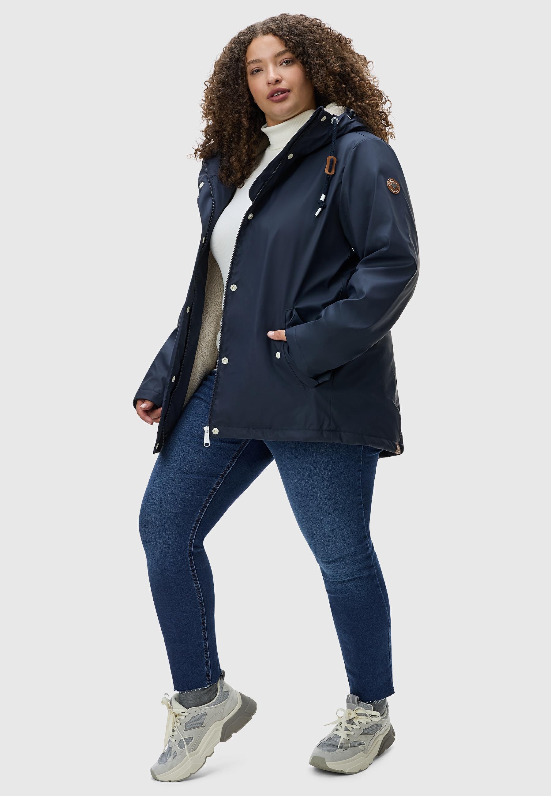 Ragwear Regenjacke »Marge«, mit Kapuze, warm gefütterter Damen Winter Regenmantel