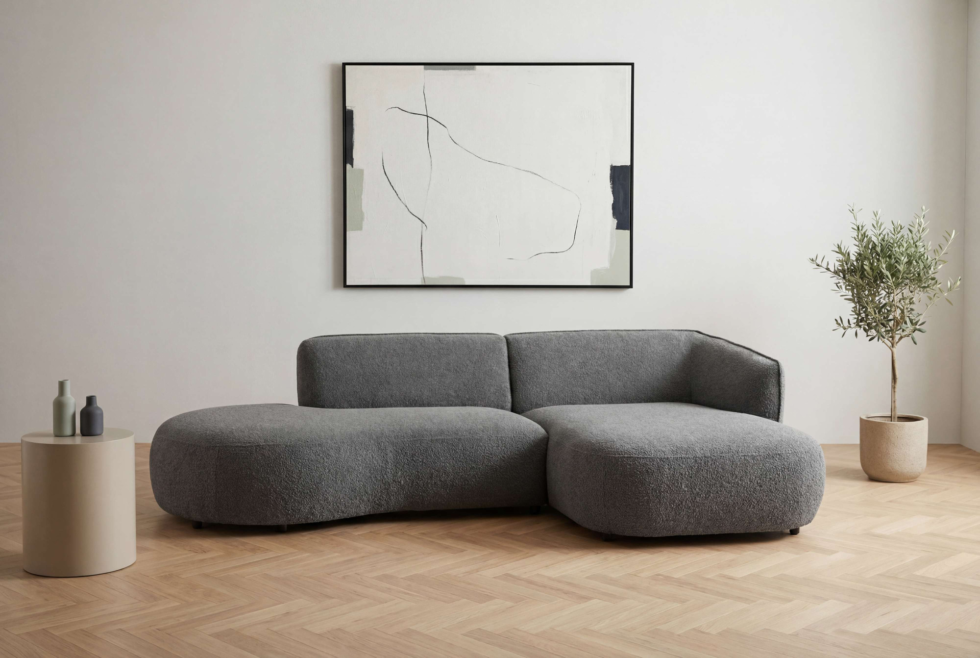 OTTO home Ecksofa "OSTRUP Rundsofa, L-Form, Naturtöne, Boucle oder Chenille" Breite 278 cm, organische Form mit sanften Rundungen