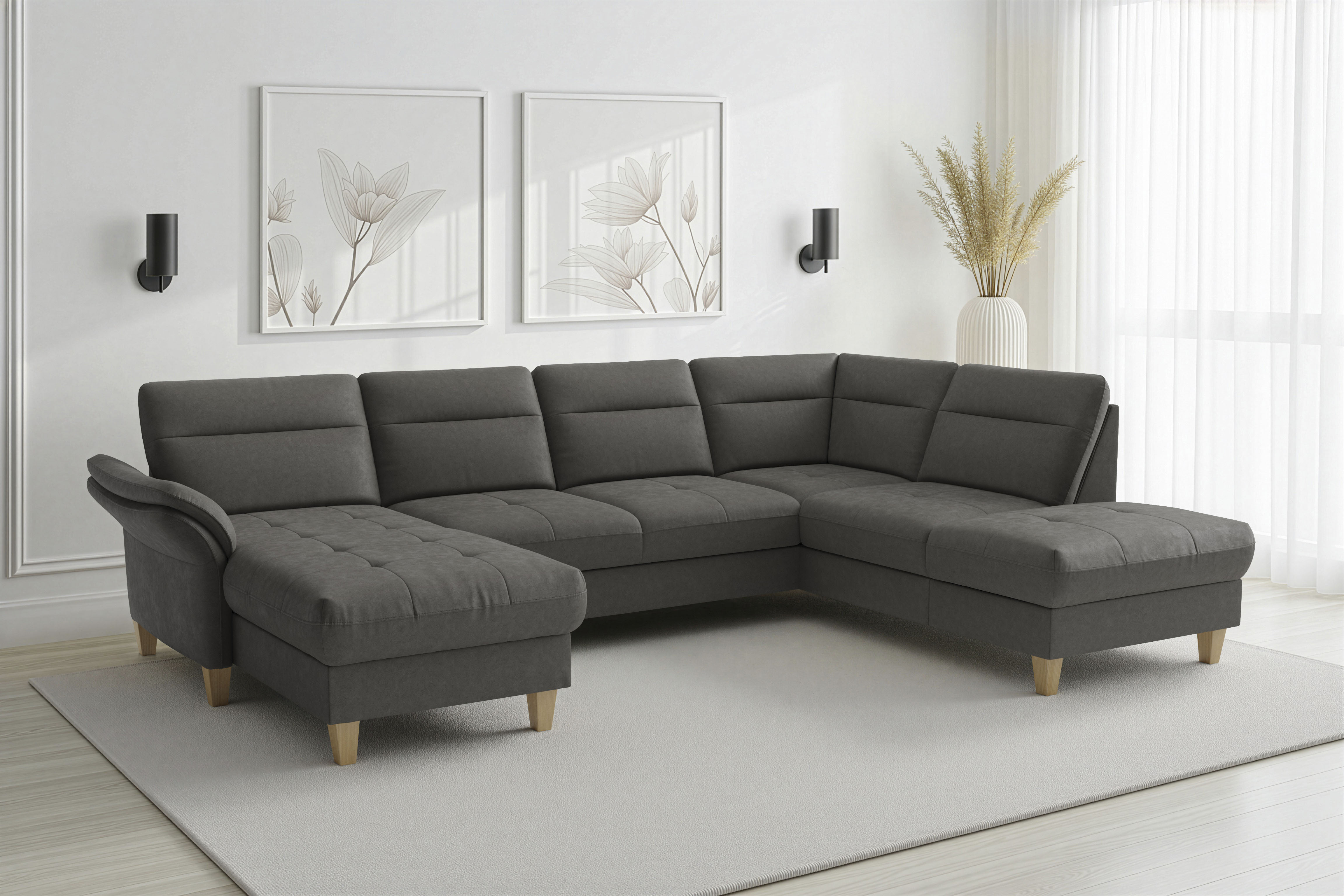 sit&more "Pamela U-Form, B: 292 cm, optional Schlaffunktion & Bettkasten" mit Federkern