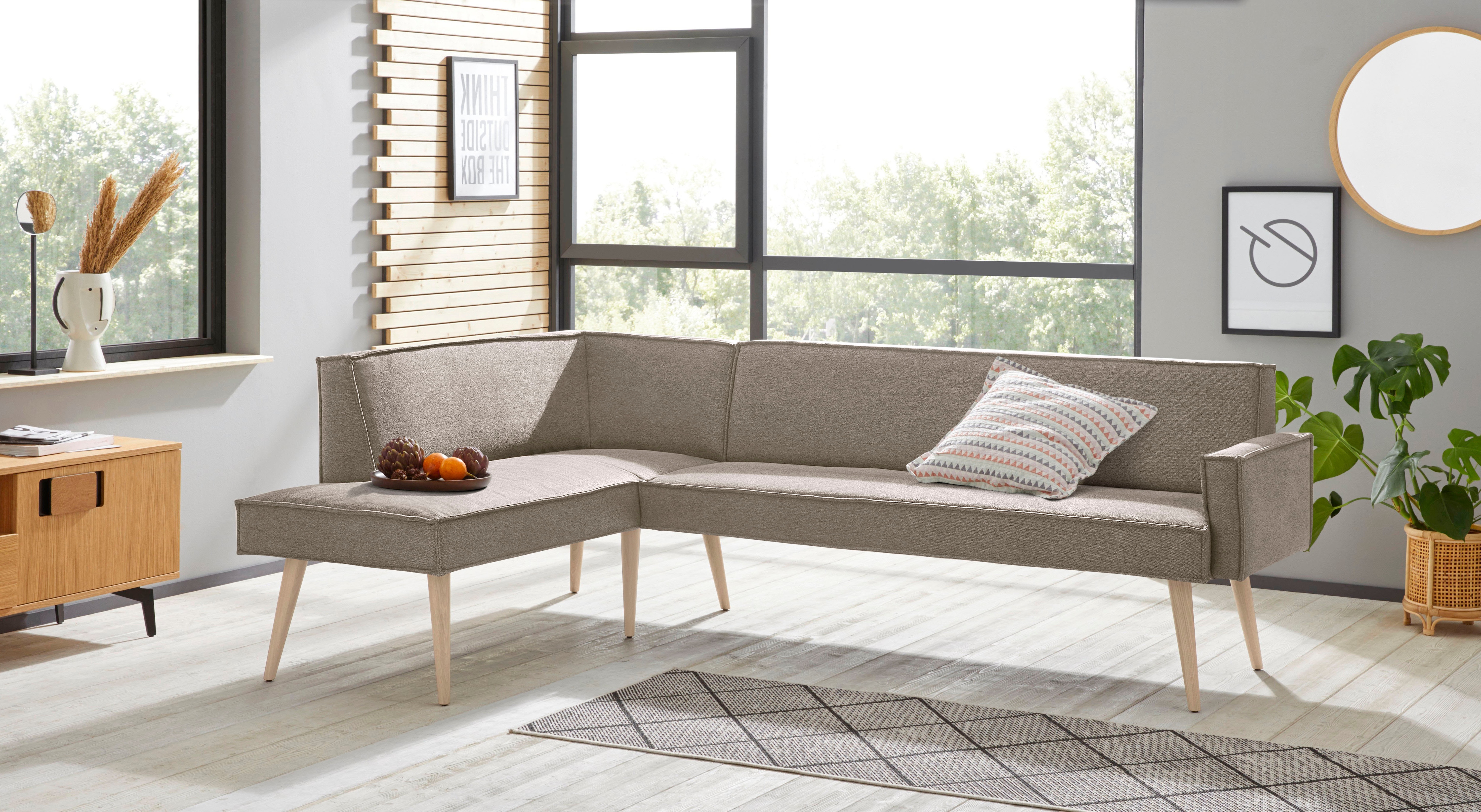 exxpo - sofa fashion "Lungo, moderne Kedernaht, bequem und elegant, hoher Holzfuß" hochwertige Detailverarbeitung, frei im Raum stellbar