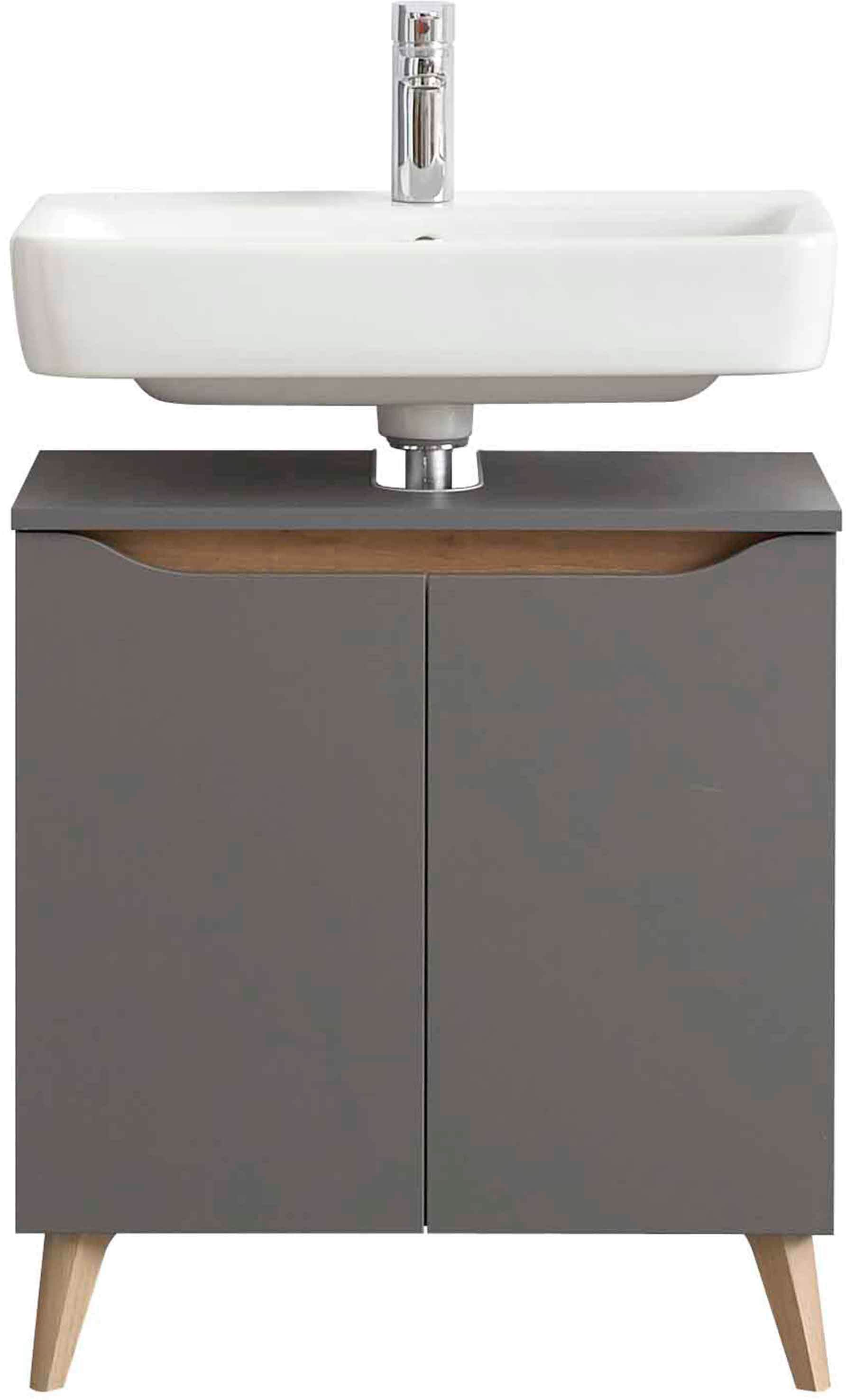 Saphir Badmöbel-Set »Quickset 5-teilig, Waschbeckenunterschrank mit LED-Spiegelschrank«, (5 St.), Hochschrank, Unterschrank, Hängeschrank, inkl. Türdämpfer, 9 Türen