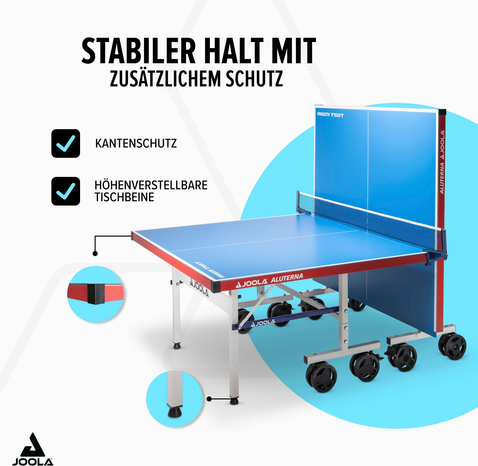 Joola Tischtennisplatte »JOOLA Tischtennisplatte Aluterna«, (9 tlg.), doppelte Kippsicherung