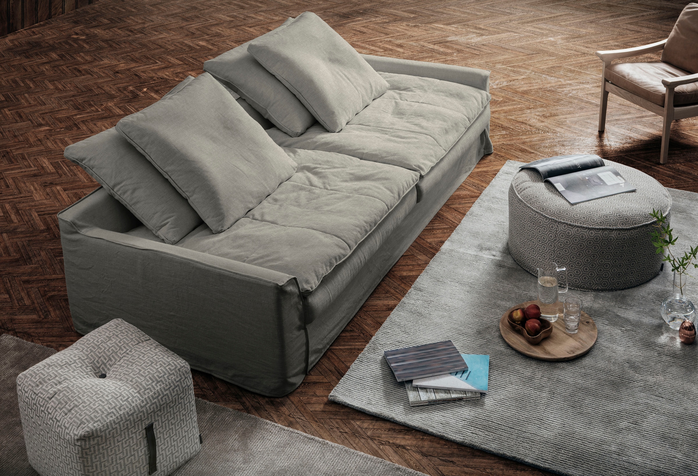 furninova Big-Sofa "Sake, Design Megasofa, Relaxsofa, leger und sehr bequem,", inklusive 4 Kissen, abnehmbarer und wasch