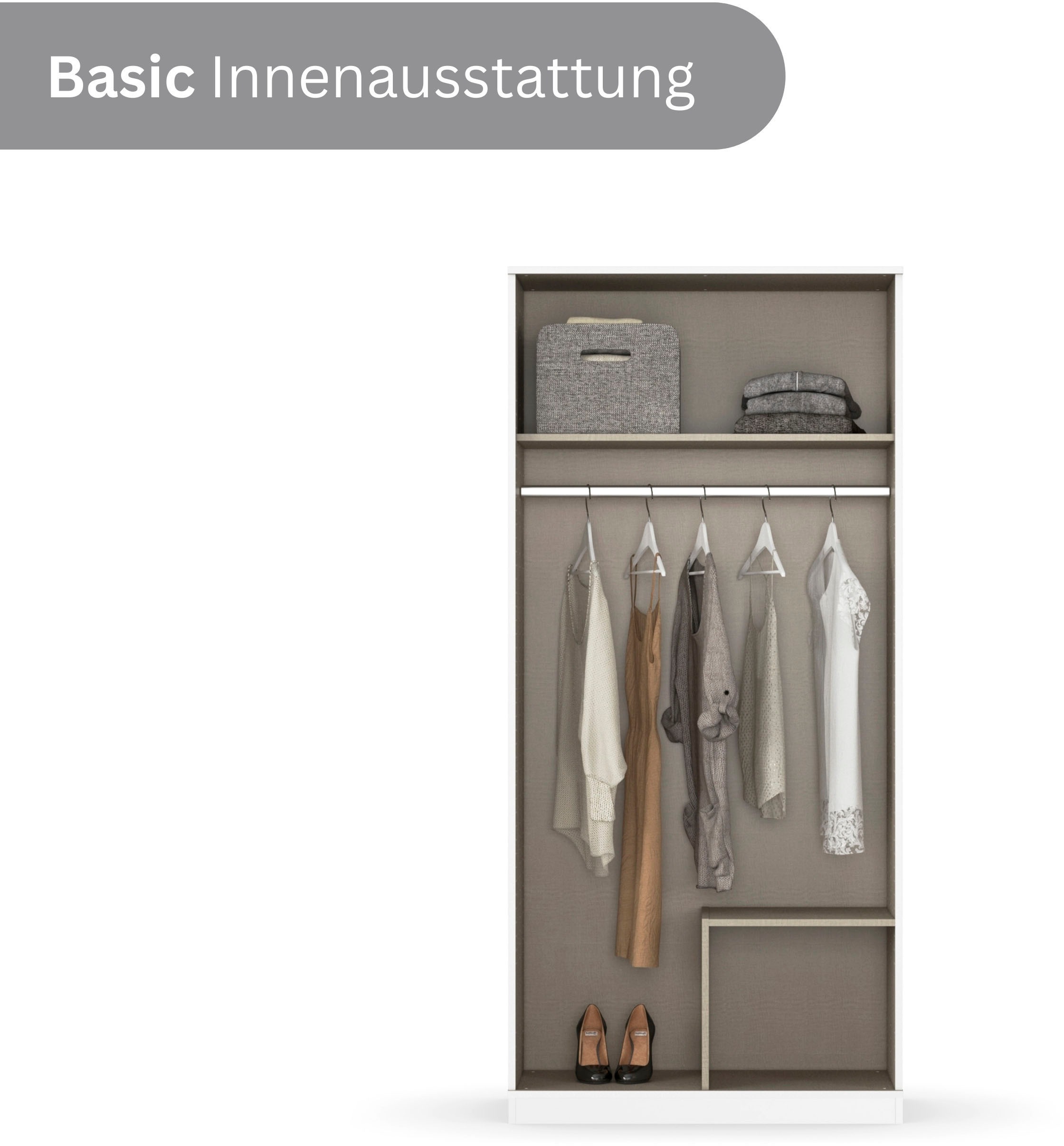 Thumbnail - rauch Drehtürenschrank "Kleiderschrank Schrank Garderobe Wäscheschrank COSTA Breite 91 cm" in 3 Ausstattungen BASIC/CLAS...