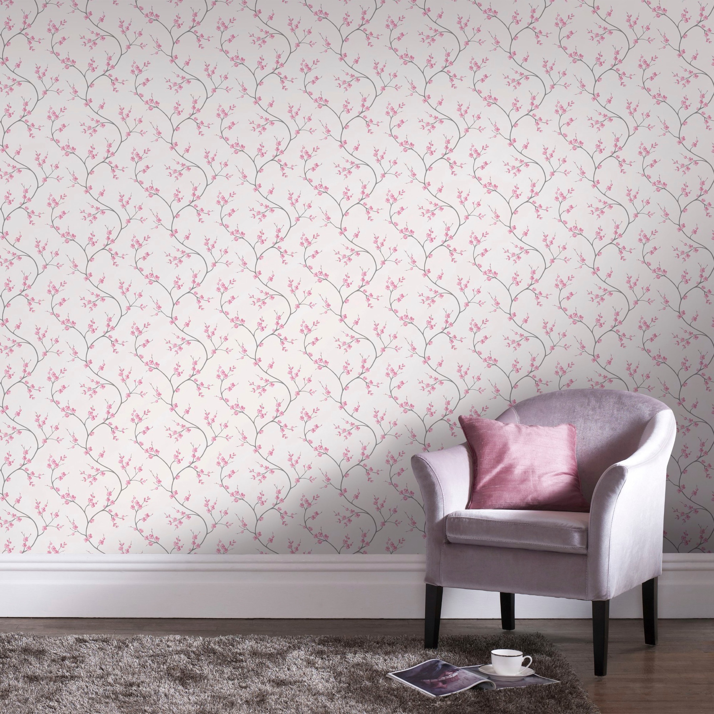 Superfresco Easy Vliestapete »Bailey - Blumen«, Rosa/Weiß - 10m x 52cm