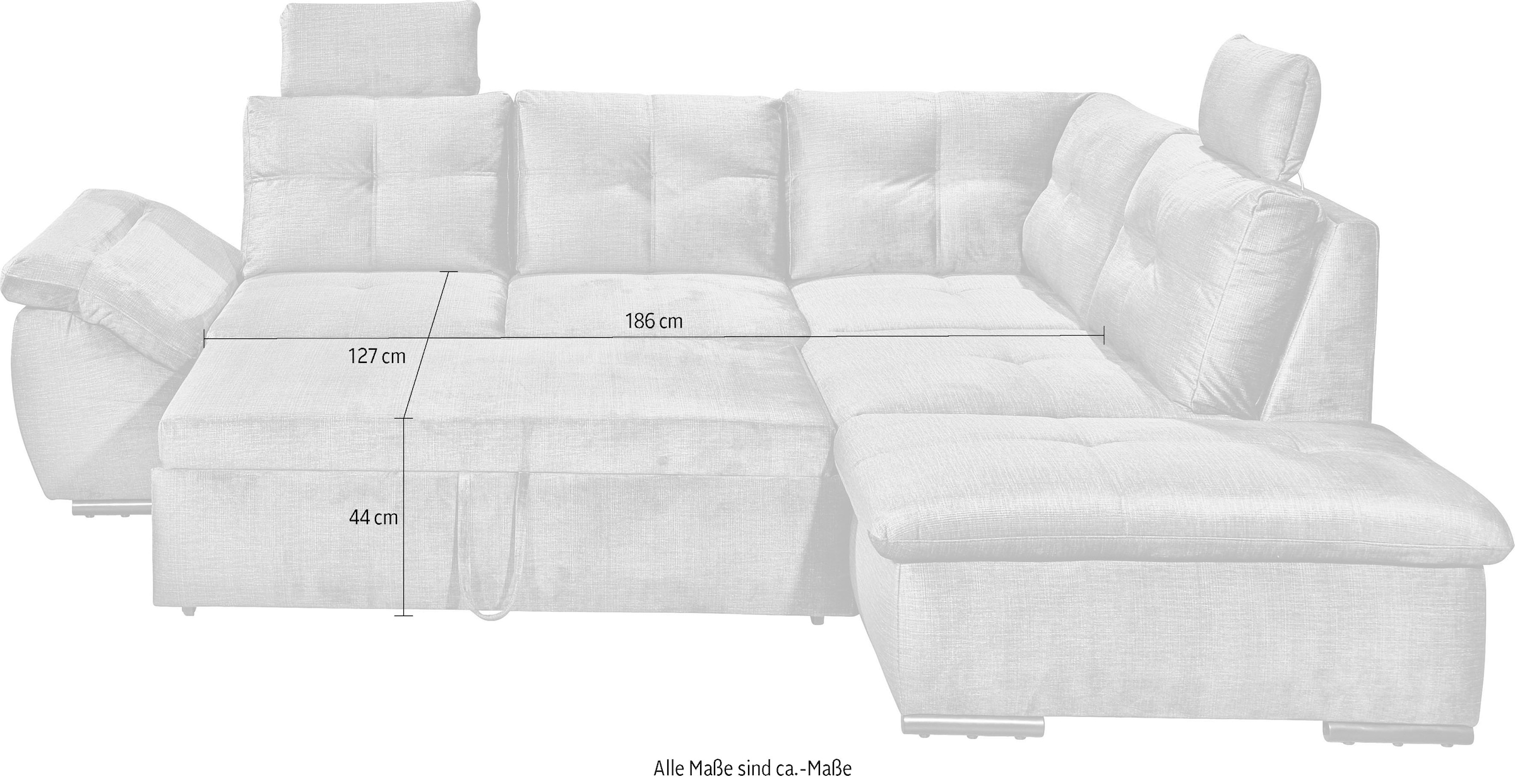 ED EXCITING DESIGN Ecksofa »Alija L-Form«, mit Bettfunktion, Bettkasten, Armteilverstellung & Kopfstützen