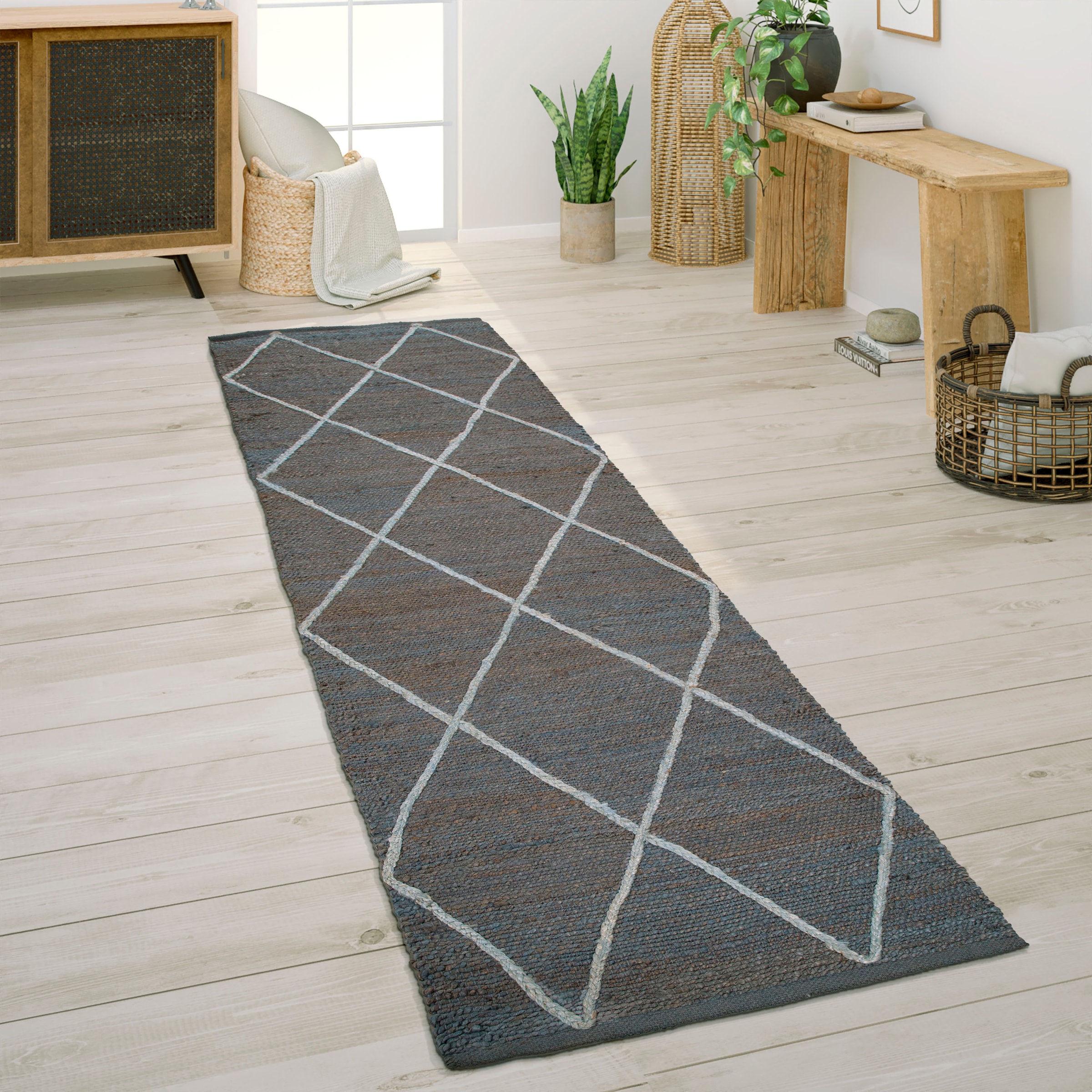 Paco Home Teppich "Skive 685" rechteckig 13 mm Höhe handgeflochten, Rauten günstig online kaufen