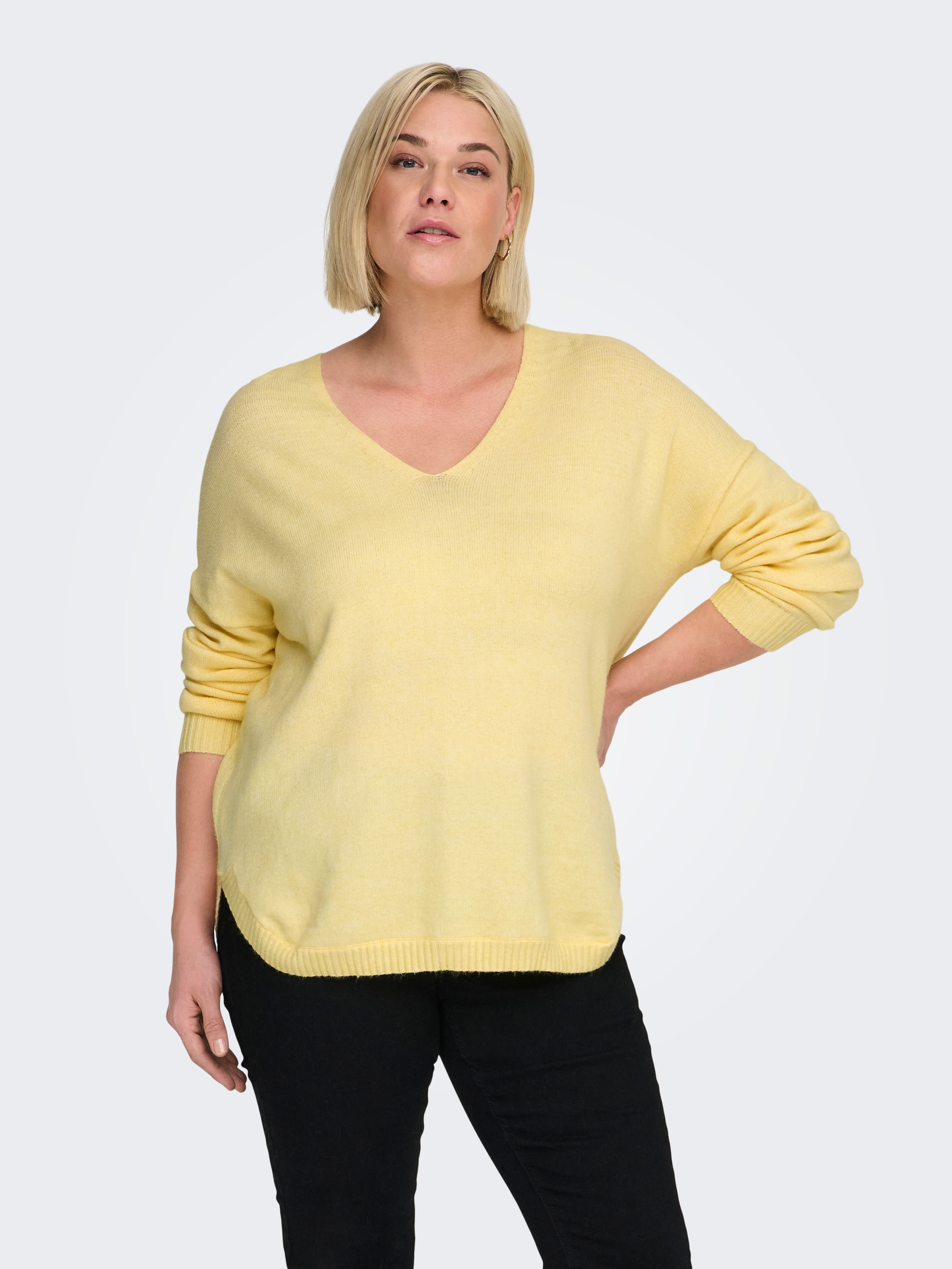 ONLY CARMAKOMA V-Ausschnitt-Pullover »CARMARGARETA LS PULLOVER KNT NOOS« Viskosemischung, regular fit