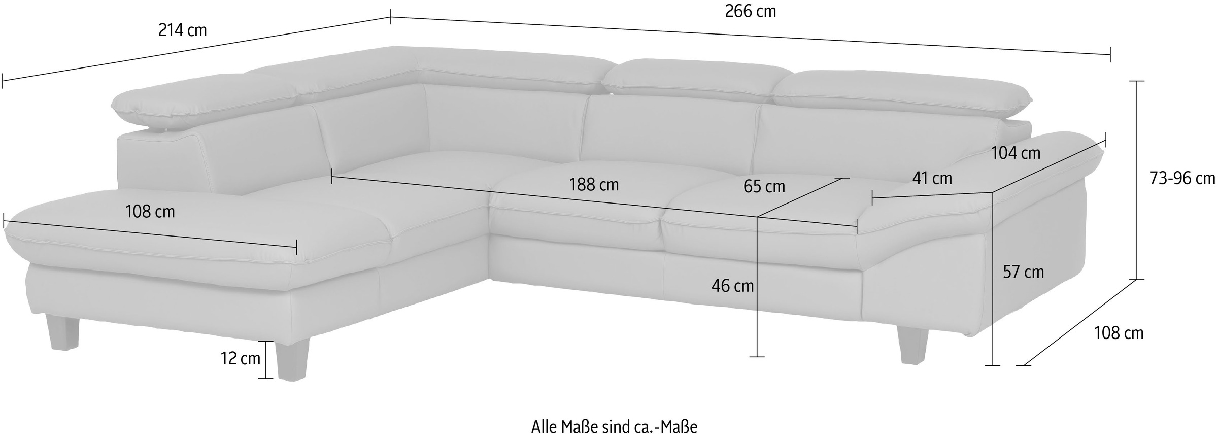 Home affaire Ecksofa »Pilot L-Form«, mit Kopfteilverstellung, optional Bettfunktion und Bettkasten