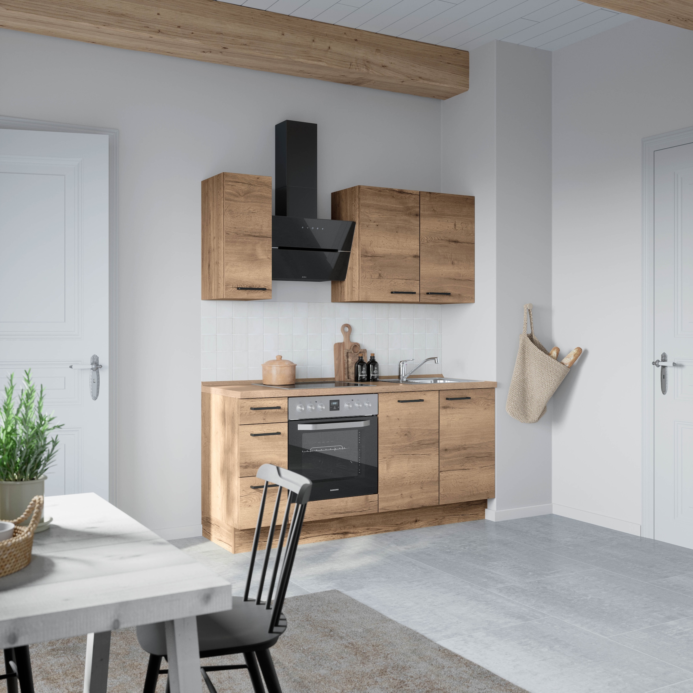 nobilia® Küchenzeile »"Structura II", NEU: individuell anpassbar mit gratis Profi-Beratung« vormontiert, Breite 180 cm, Ausrichtung wählbar, wahlw. mit E-Geräten