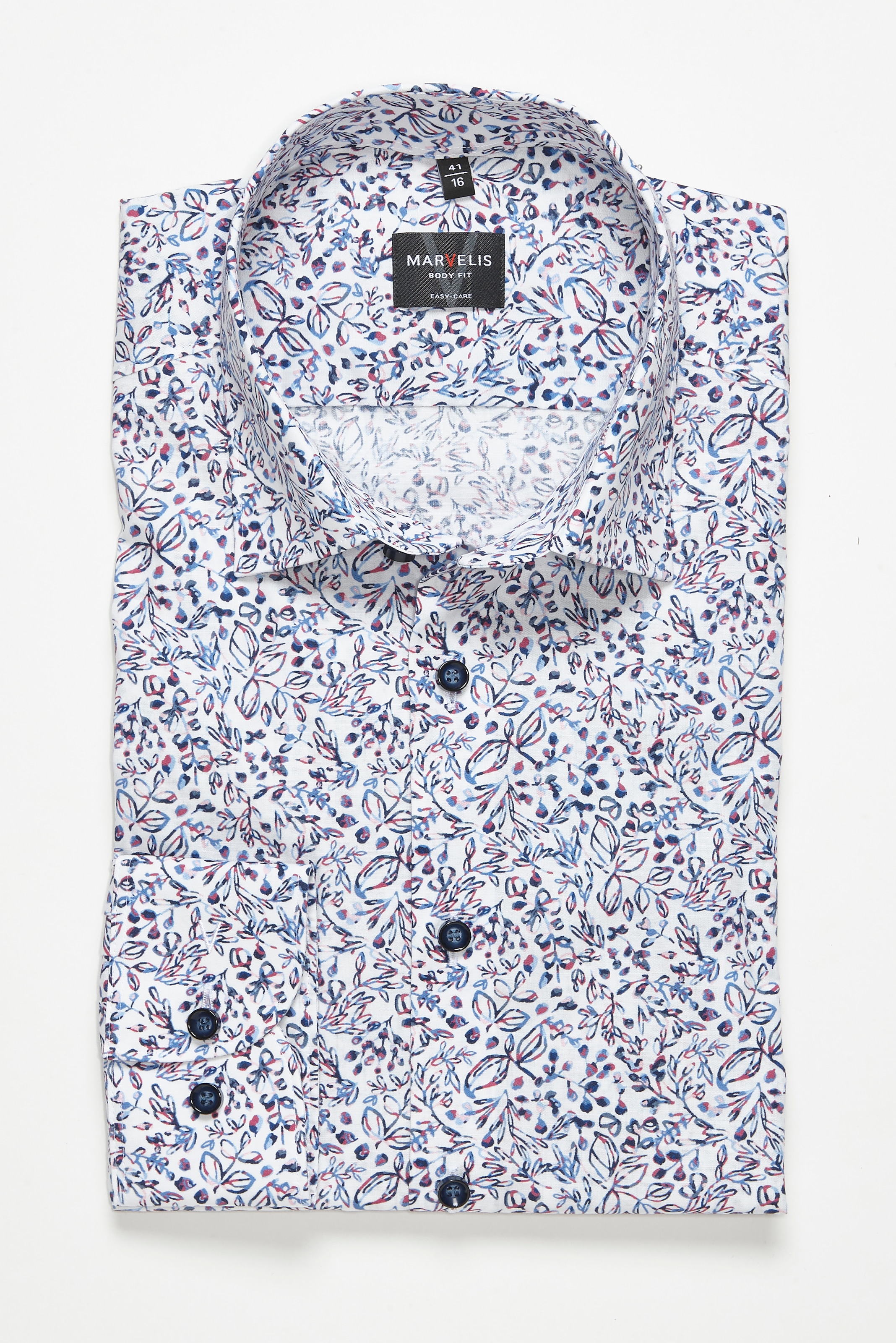 MARVELIS Langarmhemd New York Kentkragen, floraler Print, body fit günstig online kaufen