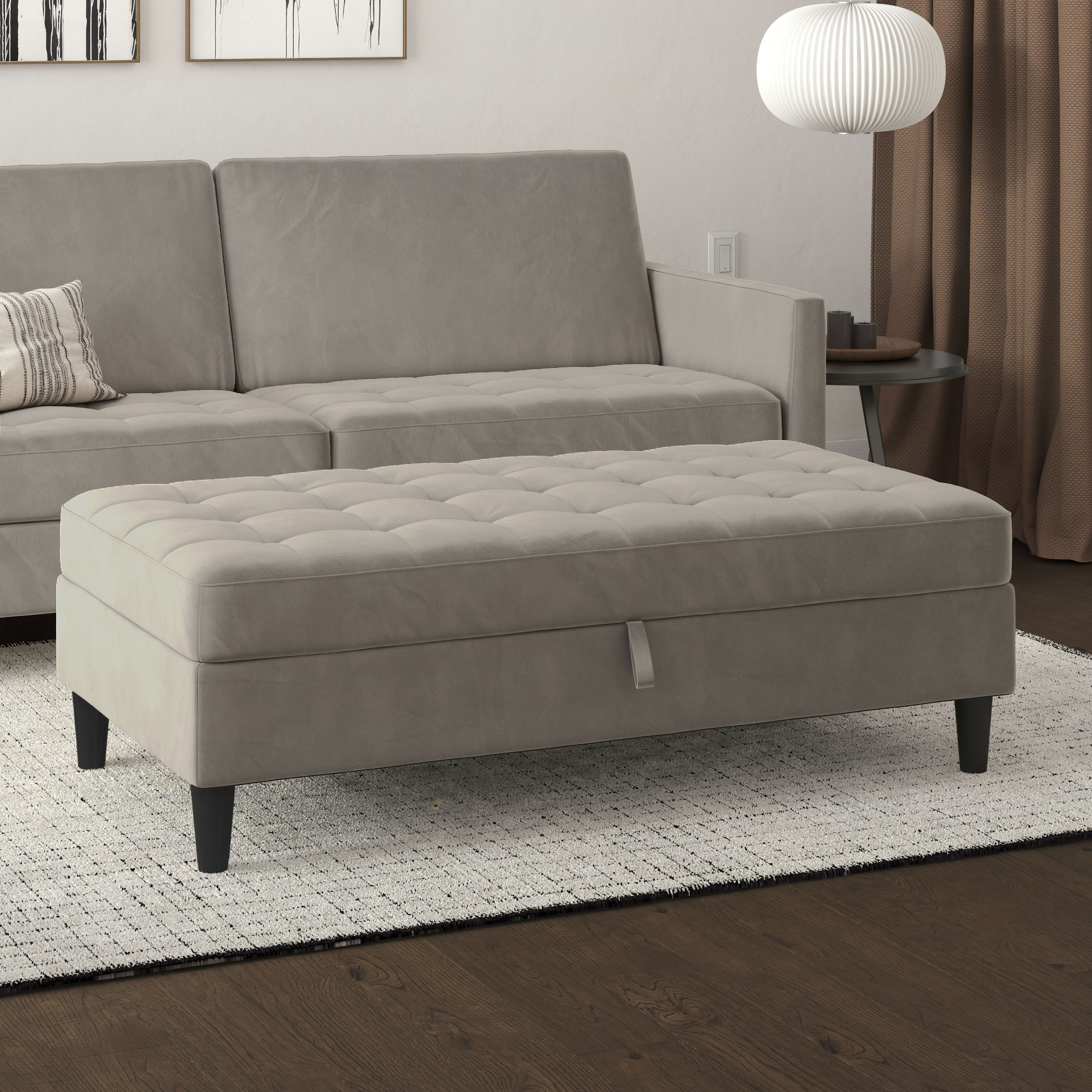 Dorel Home Stauraumhocker "Presley" Polsterhocker mit Stauraum, frei im Raum stellbar, Sitzhöhe 43 cm