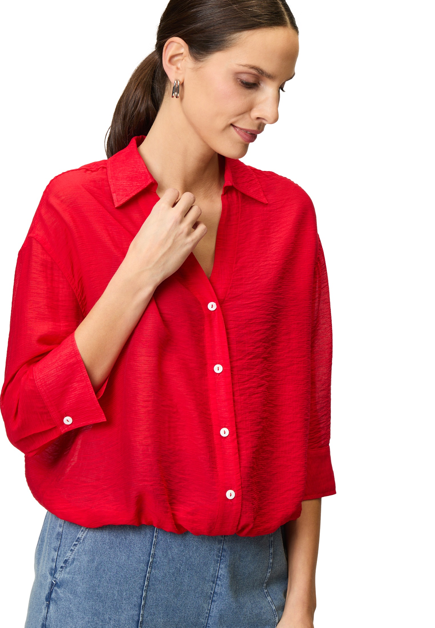 Zero Hemdbluse »zero Hemdbluse mit Knitteroptik«