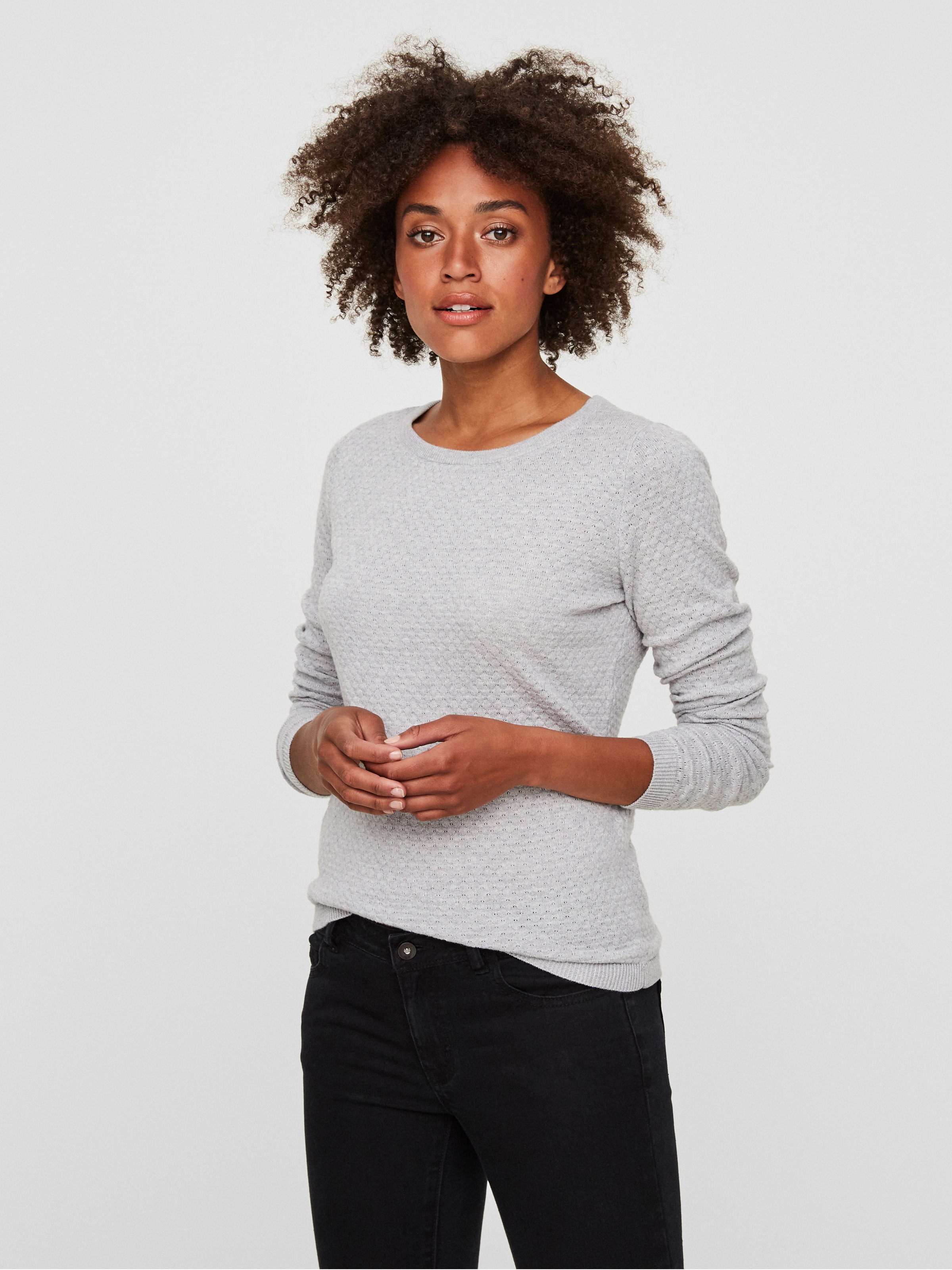 Vero Moda Rundhalspullover "VMCARE STRUCTURE LS O-NECK BLOUSE" aus Bio-Baum günstig online kaufen