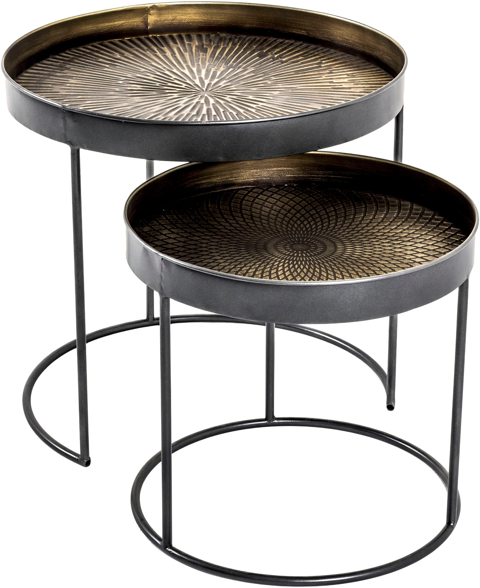 HAKU Beistelltisch "Sofatisch, Wohnzimmertisch" Set, 2er Set, 2 Stk. tlg. rund - aus Metall Kupfer - Ø/H 41/38 und 51/48 cm