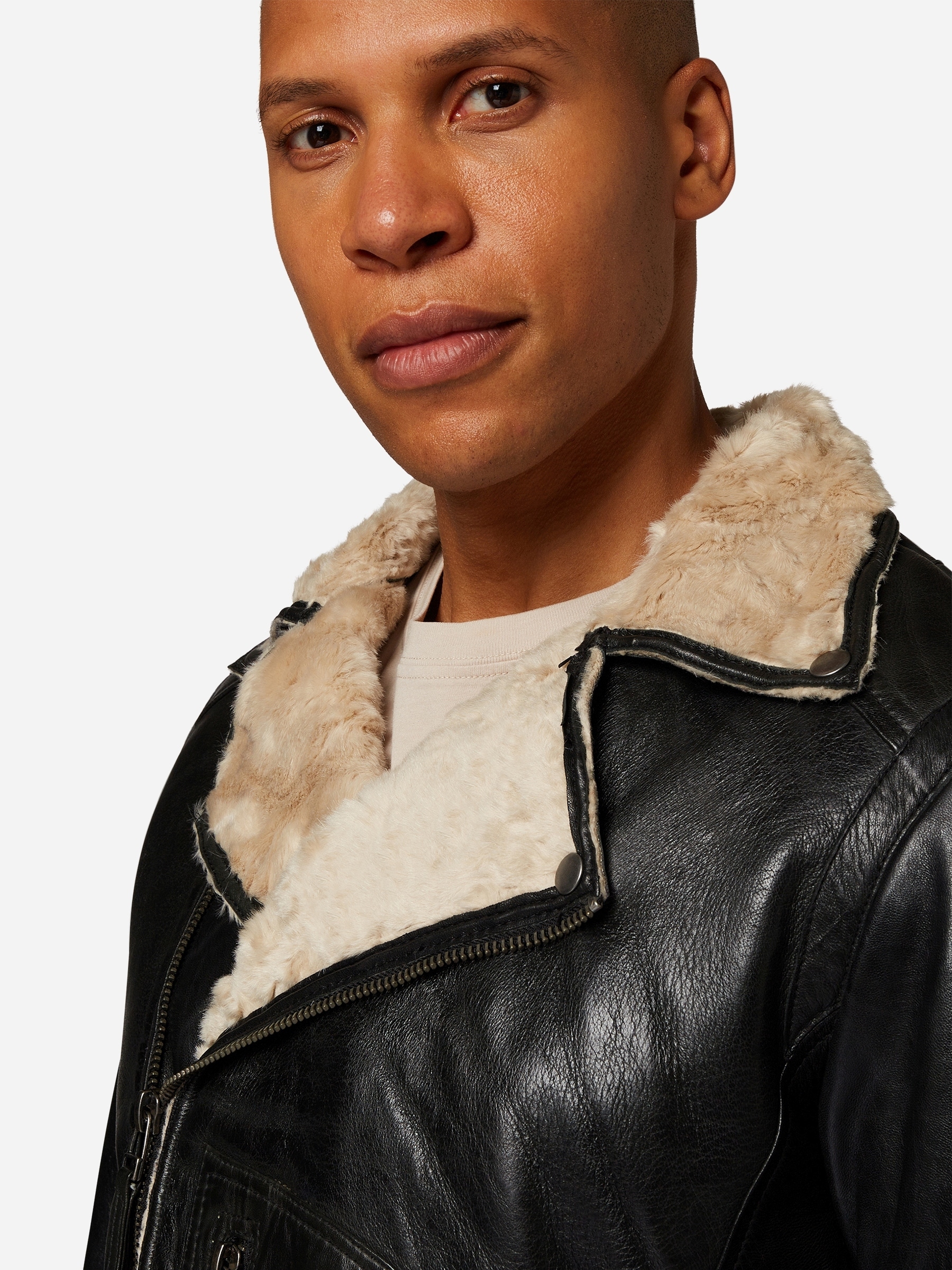RICANO Bikerjacke »Lederjacke Harlem« ohne Kapuze Handgefertigt aus echtem Leder