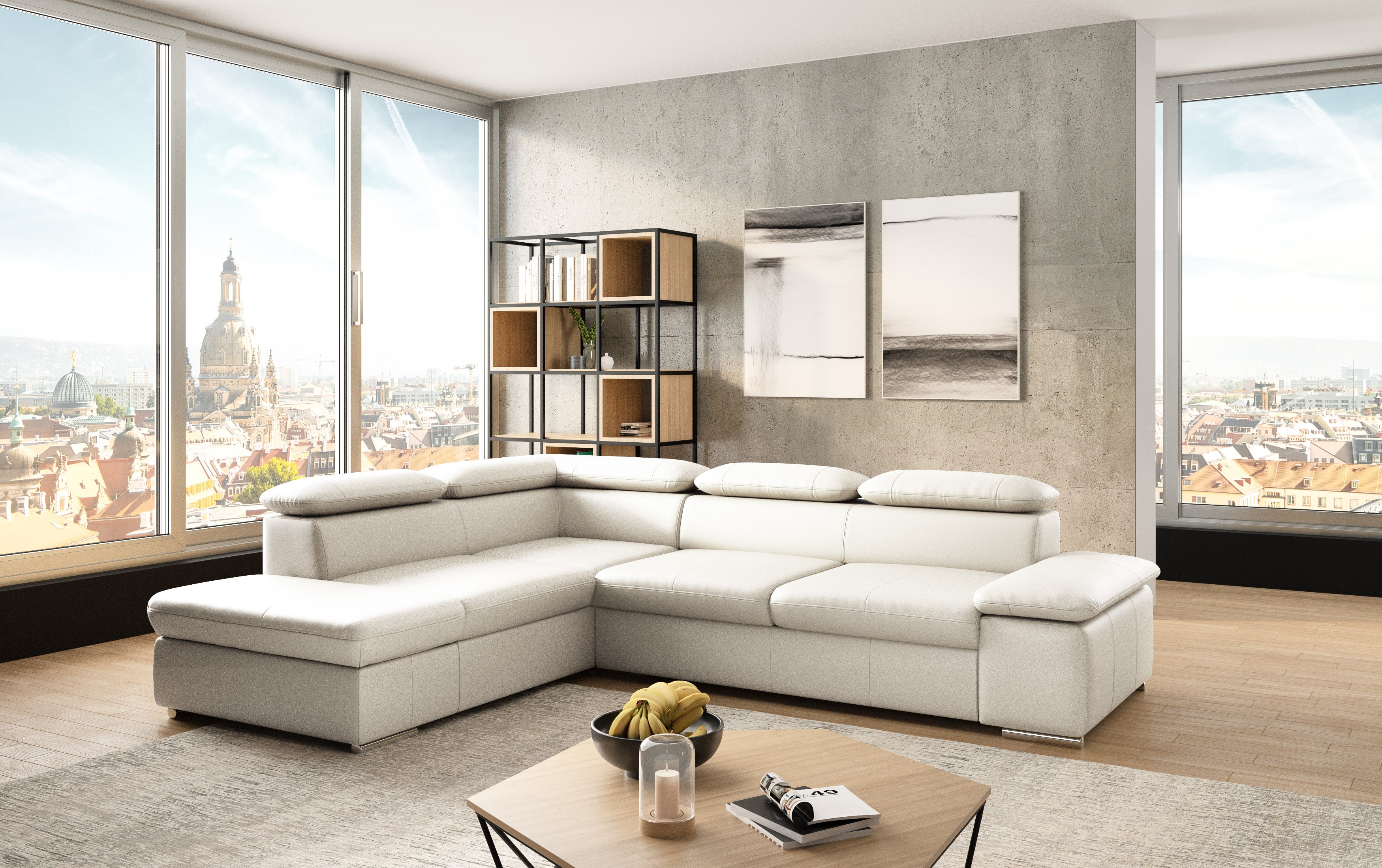 sit&more Ecksofa "Valantine L-Form, B: 272 cm, Leder, mit Arm- und Kopfteilverstellung" mit Schlaffunktion, Komfortsofa, modern