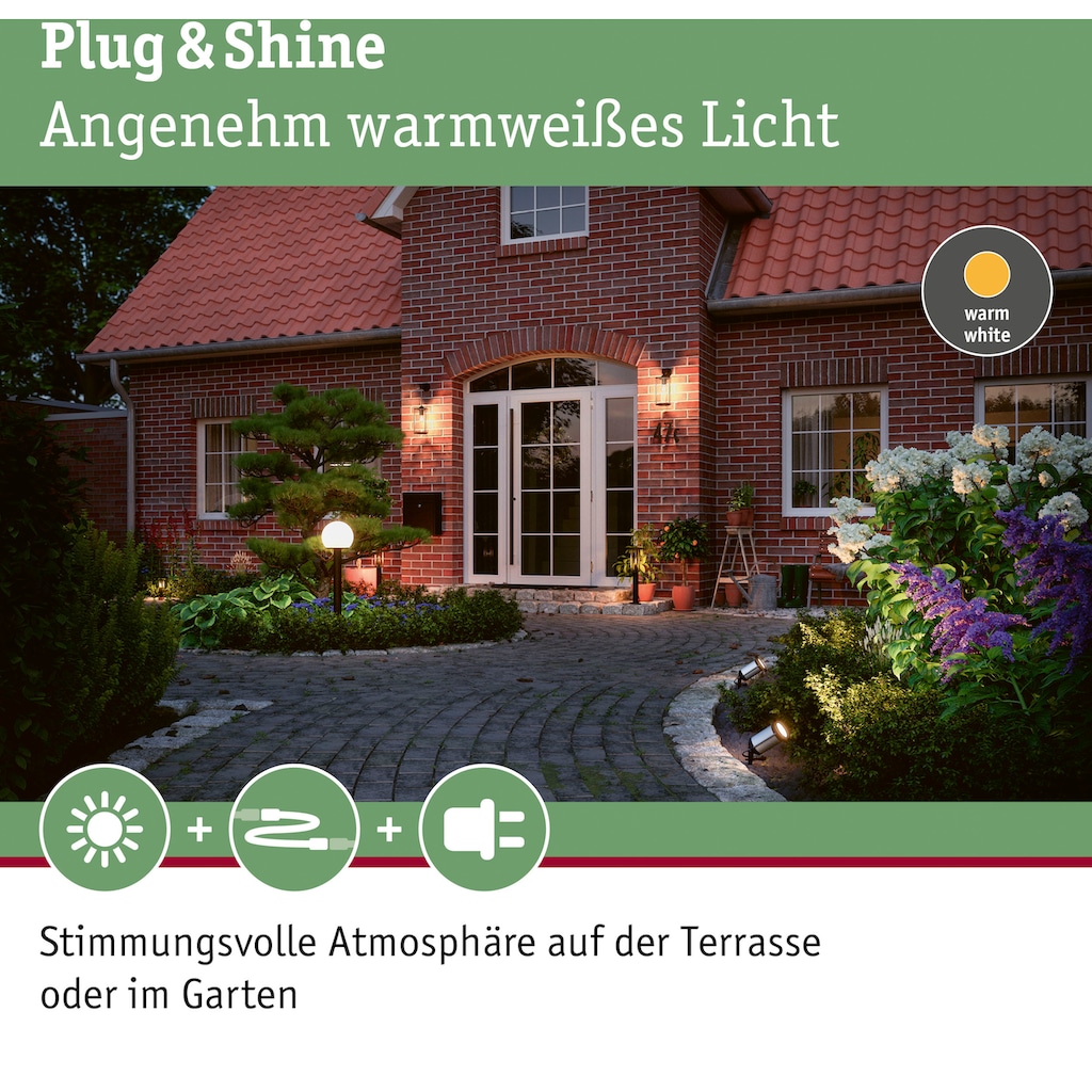 Paulmann LED Gartenstrahler »Plug & Shine«, 3 flammig-flammig, LED-Modul, 3000K 6W 24V IP65