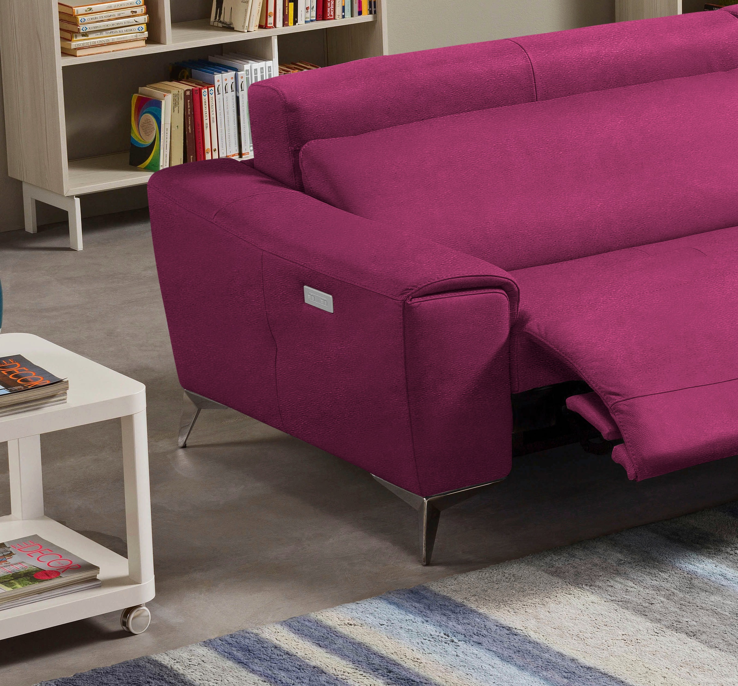 Egoitaliano Ecksofa »Suzette, Designsofa mit hohem Sitzkomfort«, mit Recamiere, inkl. 1 elektronischen Relaxfunktion, L-Form