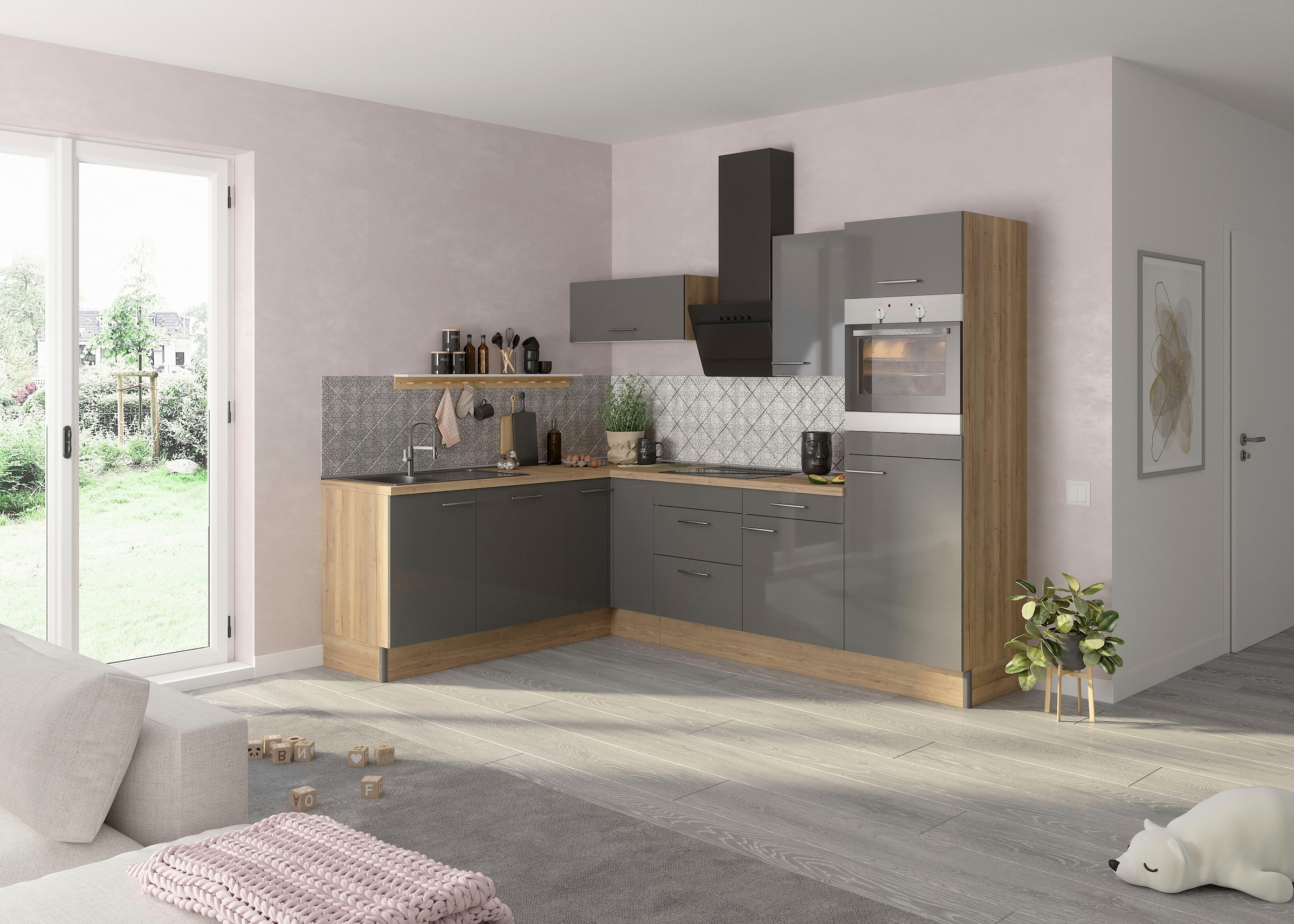 OPTIFIT Küche »Klara«, 200 x 270 cm breit, wahlweise mit E-Geräten