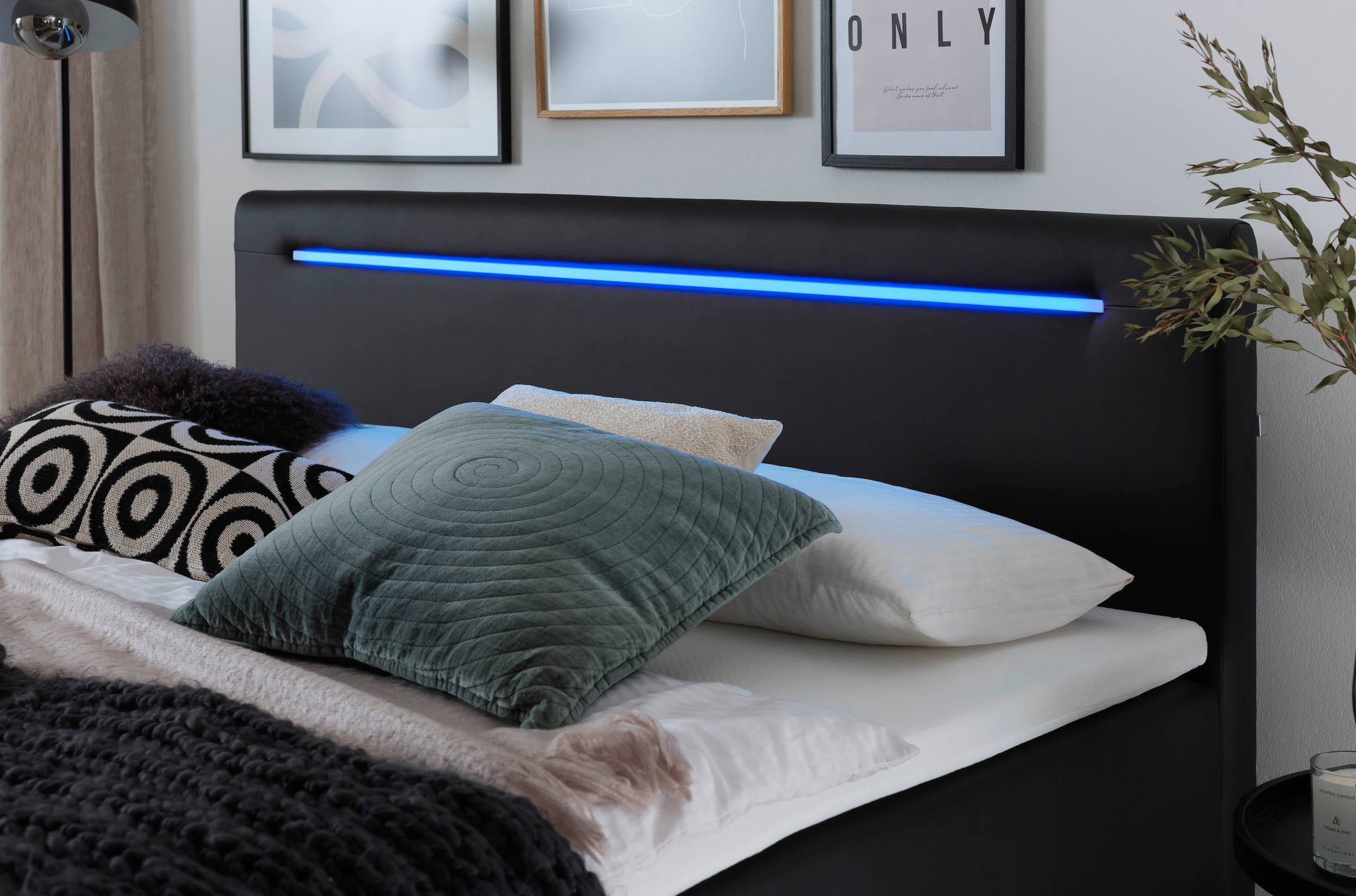 meise.möbel Boxspringbett »Las Vegas 2«, inkl. LED Beleuchtung im Kopfteil, mit Bettkasten und Topper