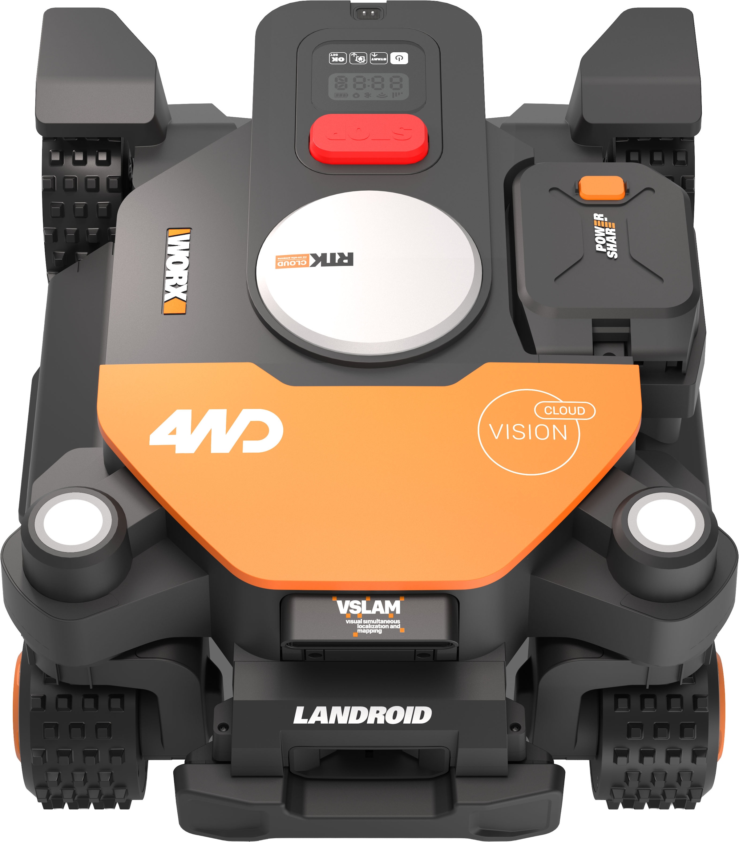 Worx Rasenmähroboter »Landroid Vision Cloud WR340E 4WD ohne Begrenzungskabel, Auto-Mapping« KI-Hinderniserkennung, VSLAM+ RTK Cloud Navigation, 84 % Steigung,   App-Steuerung