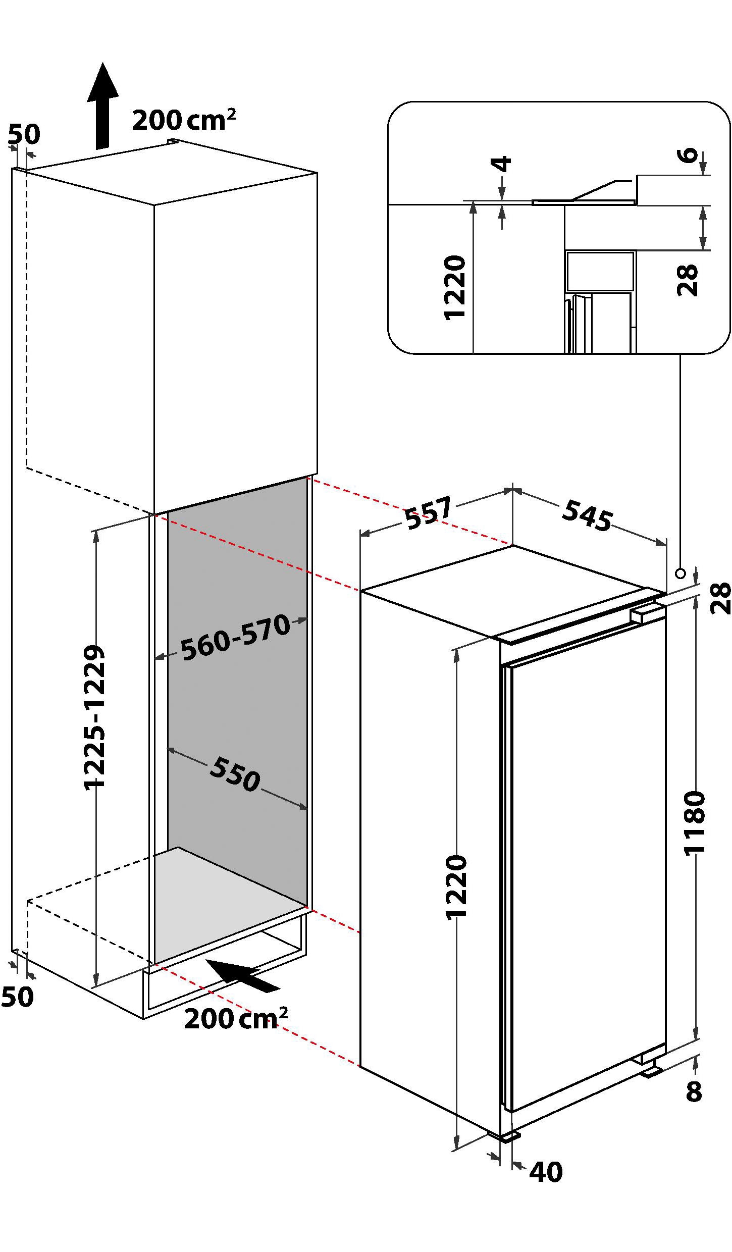 BAUKNECHT Einbaukühlschrank »BKSI 12GF2D«, mit Gefrierfach