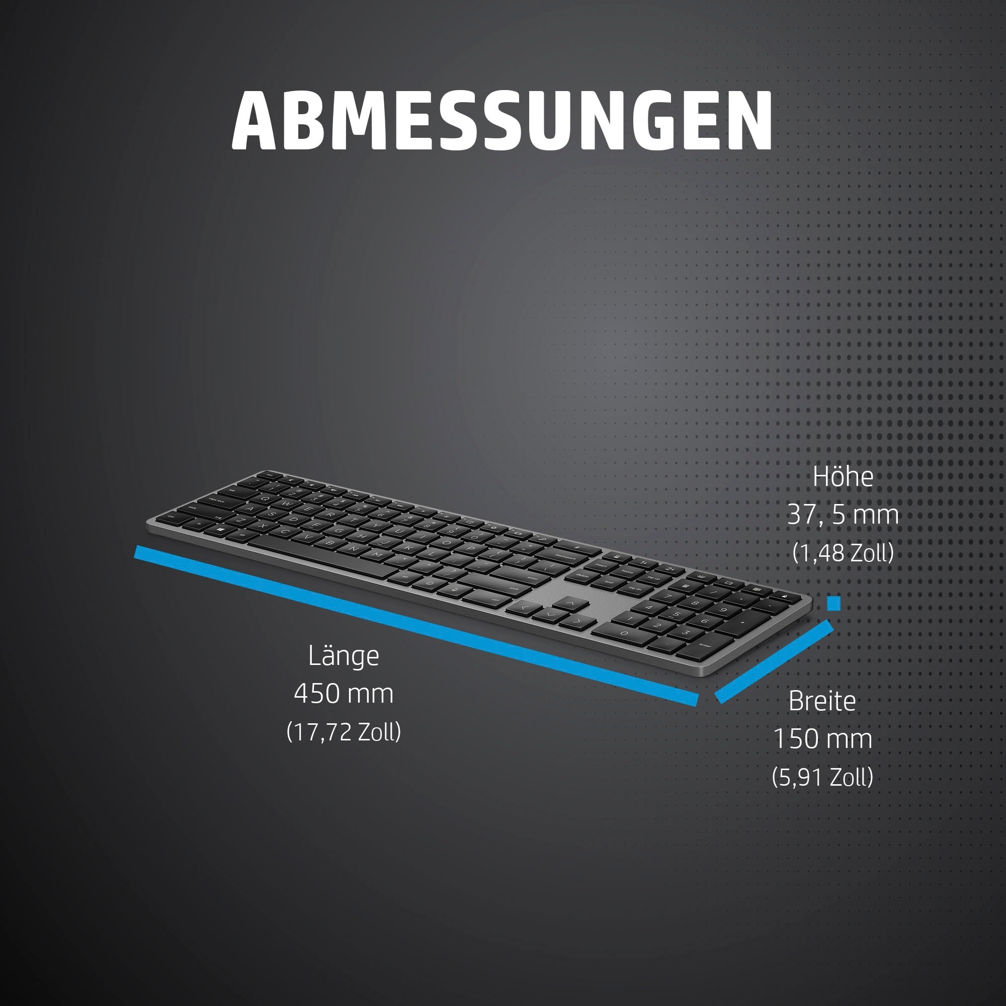 HP Wireless-Tastatur »975«, (Fn-Tasten-Ziffernblock-Windows-Sperrtaste)