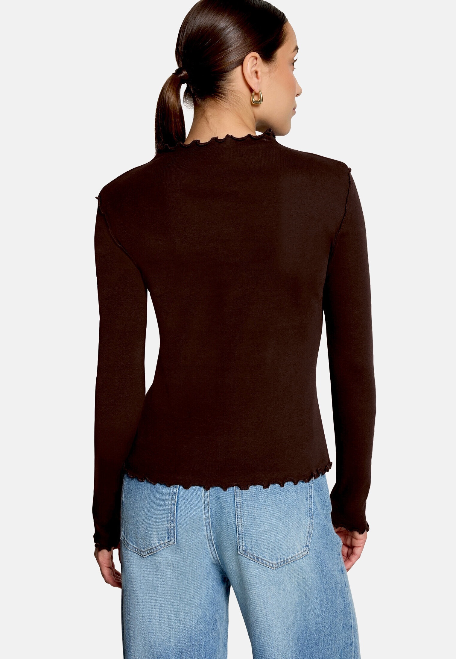 Zero Kurzarmshirt »Damen unifarben« 1 mit Wellenkante