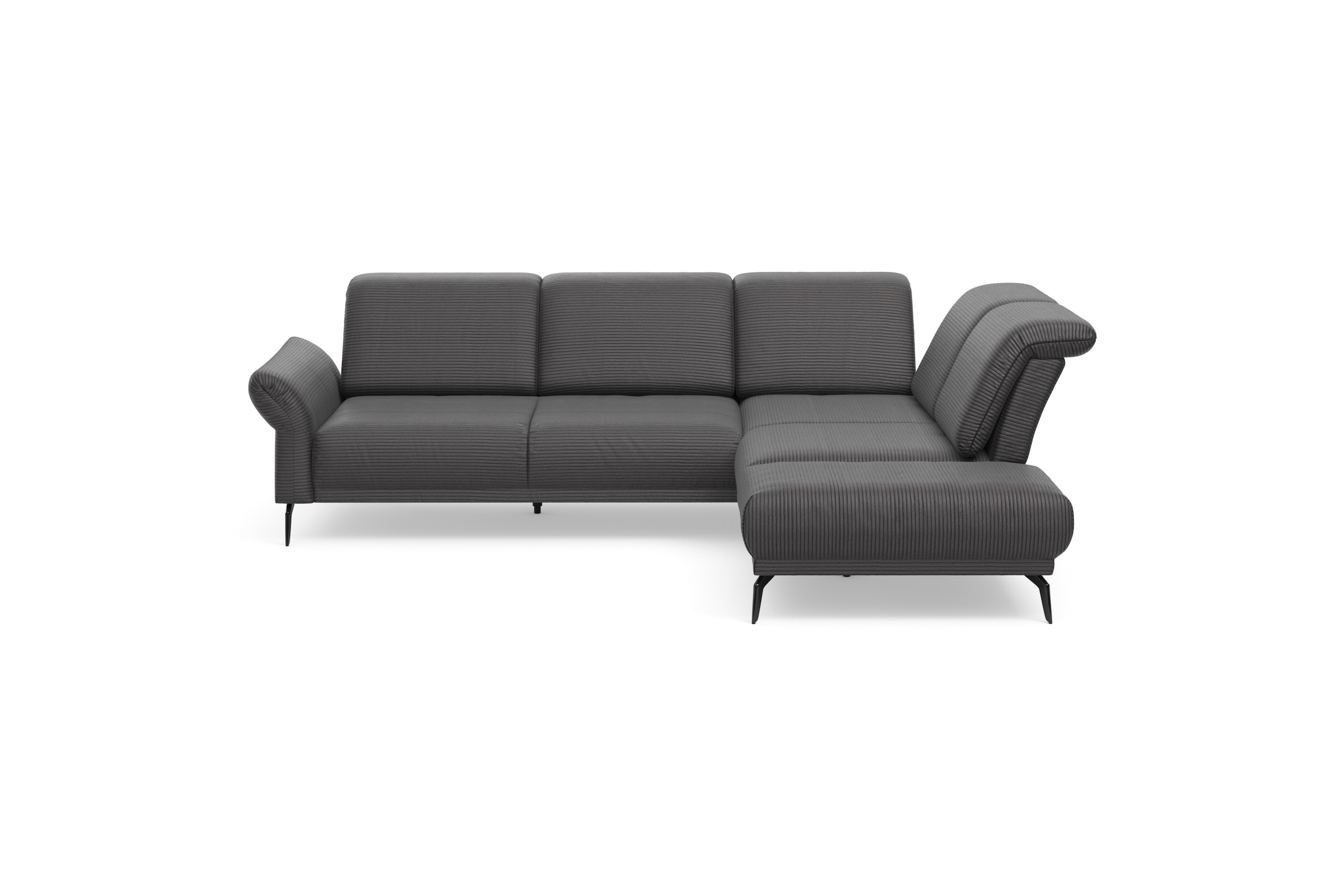 INOSIGN Ecksofa »Coco L-Form«, Sitztiefen-, Arm- und Kopfteilverstellung, Cord-Bezug, Fußhöhe 15 cm