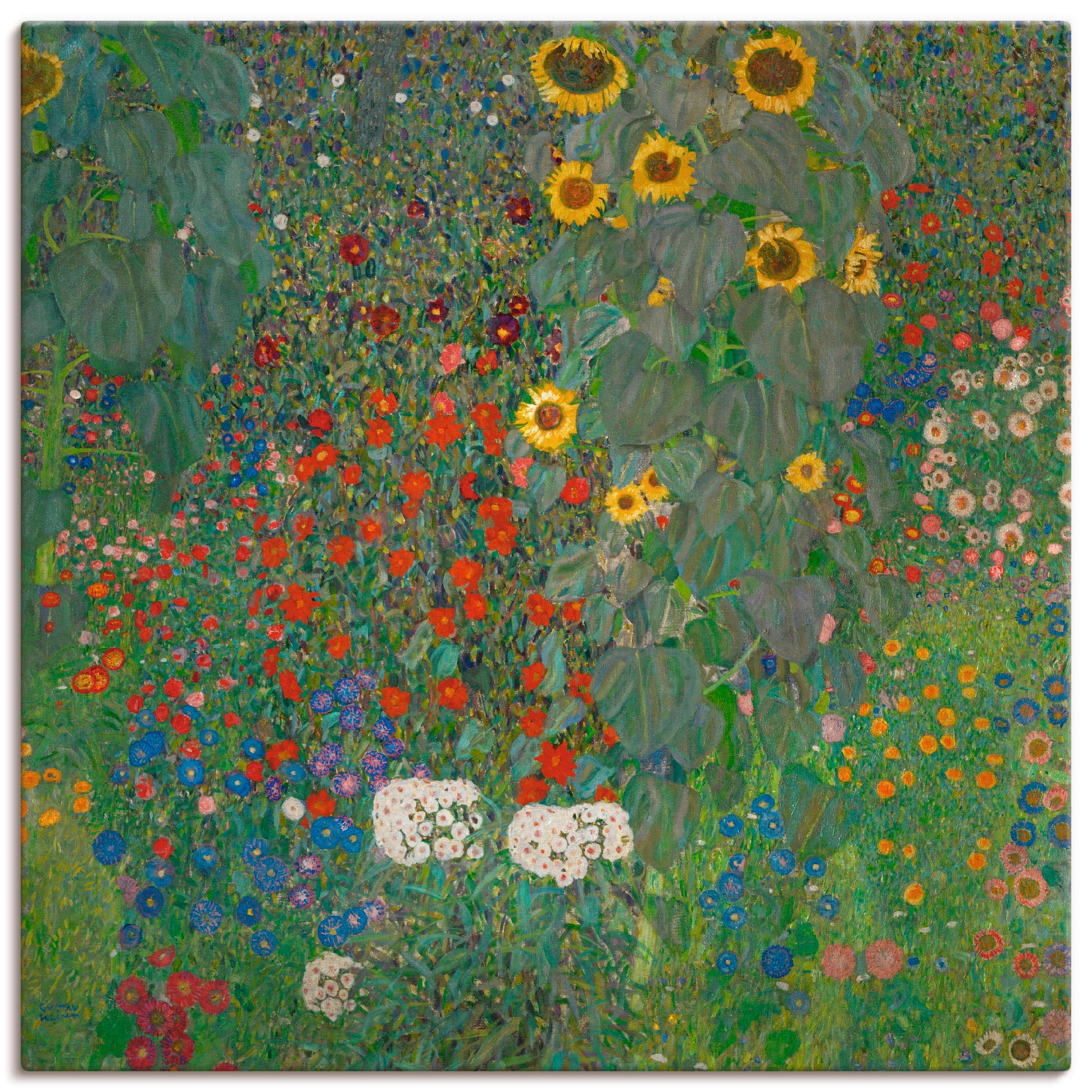 Artland Wandbild "Garten mit Sonnenblumen", Blumenwiese, (1 St.), als Leinwandbild, Poster in verschied. Größen