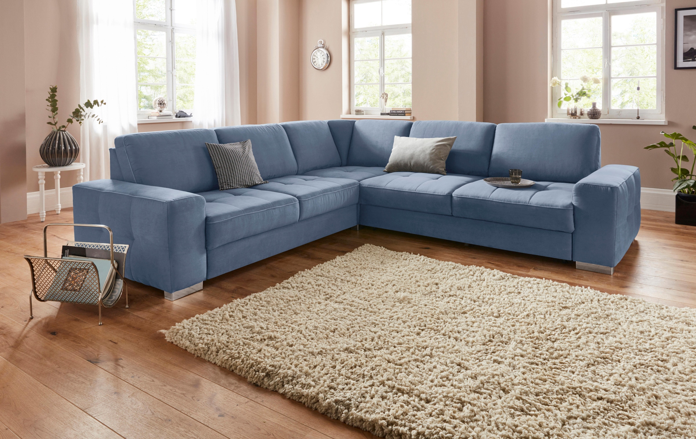 sit&more Ecksofa "Santorini L-Form" mit Federkern und Sitztiefenverstellung, wahlweise mit Schlaffunktion