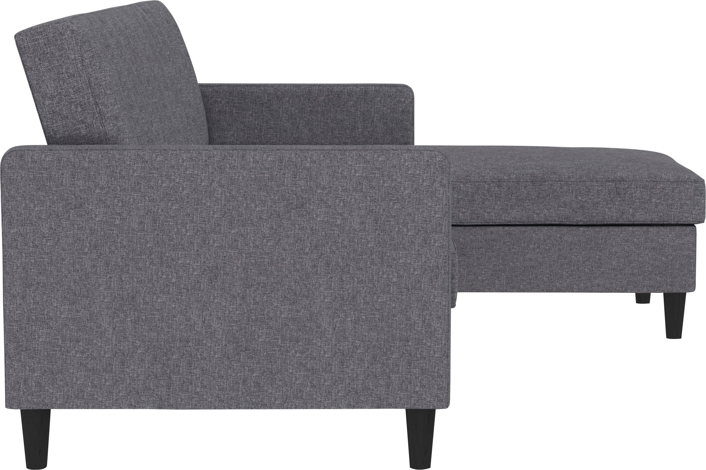 Dorel Home Ecksofa mit Schlafffunktion, Recamiere mit Stauraum beidseitig montierbar, Rückenlehne 2-teilig und 3-fach verstellbar