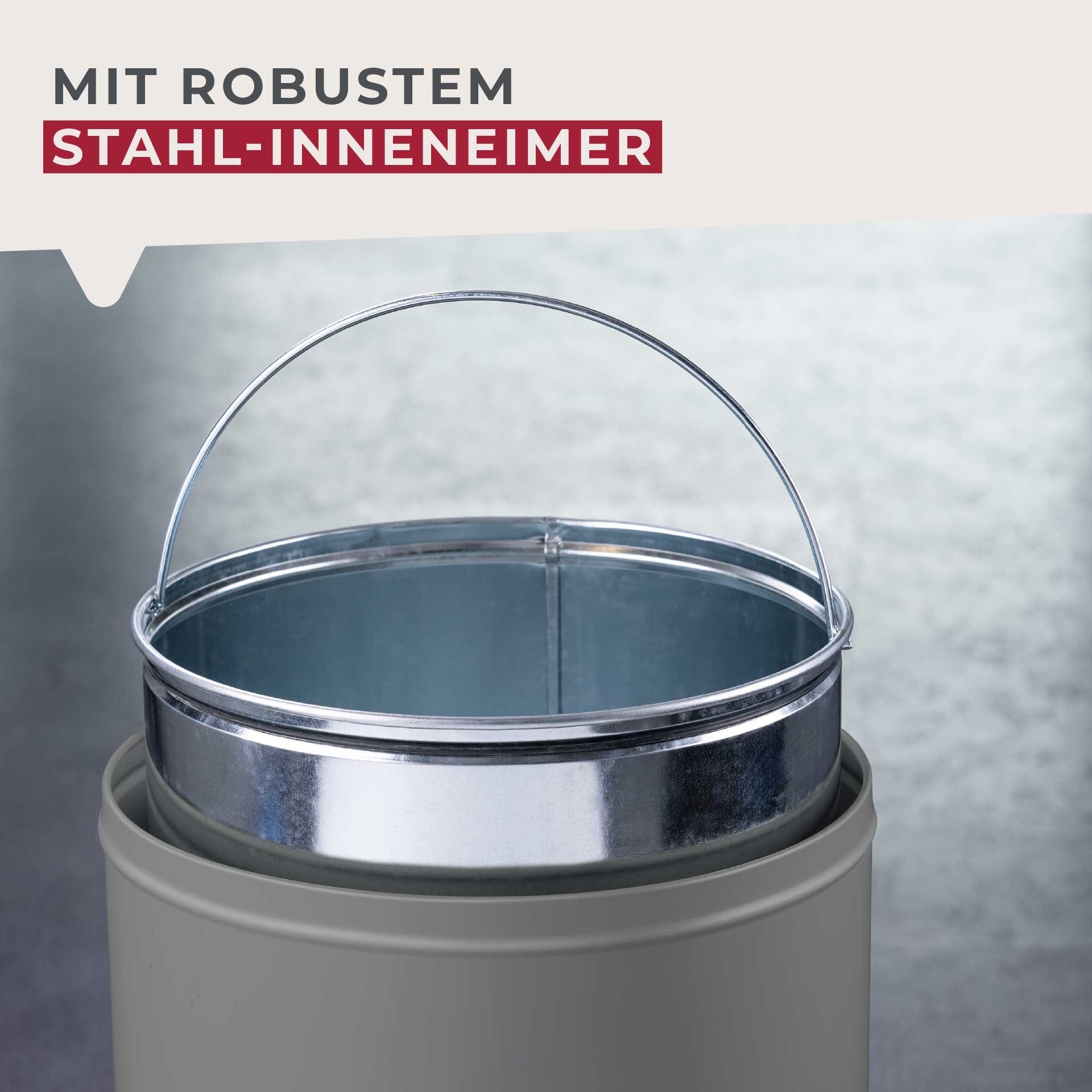 FACKELMANN Mülleimer »BERLIN, Push Abfalleimer 40L« 1 Behälter Retro-Design, großes Fassungsvolumen, lackiertes Edelstahlgehäuse