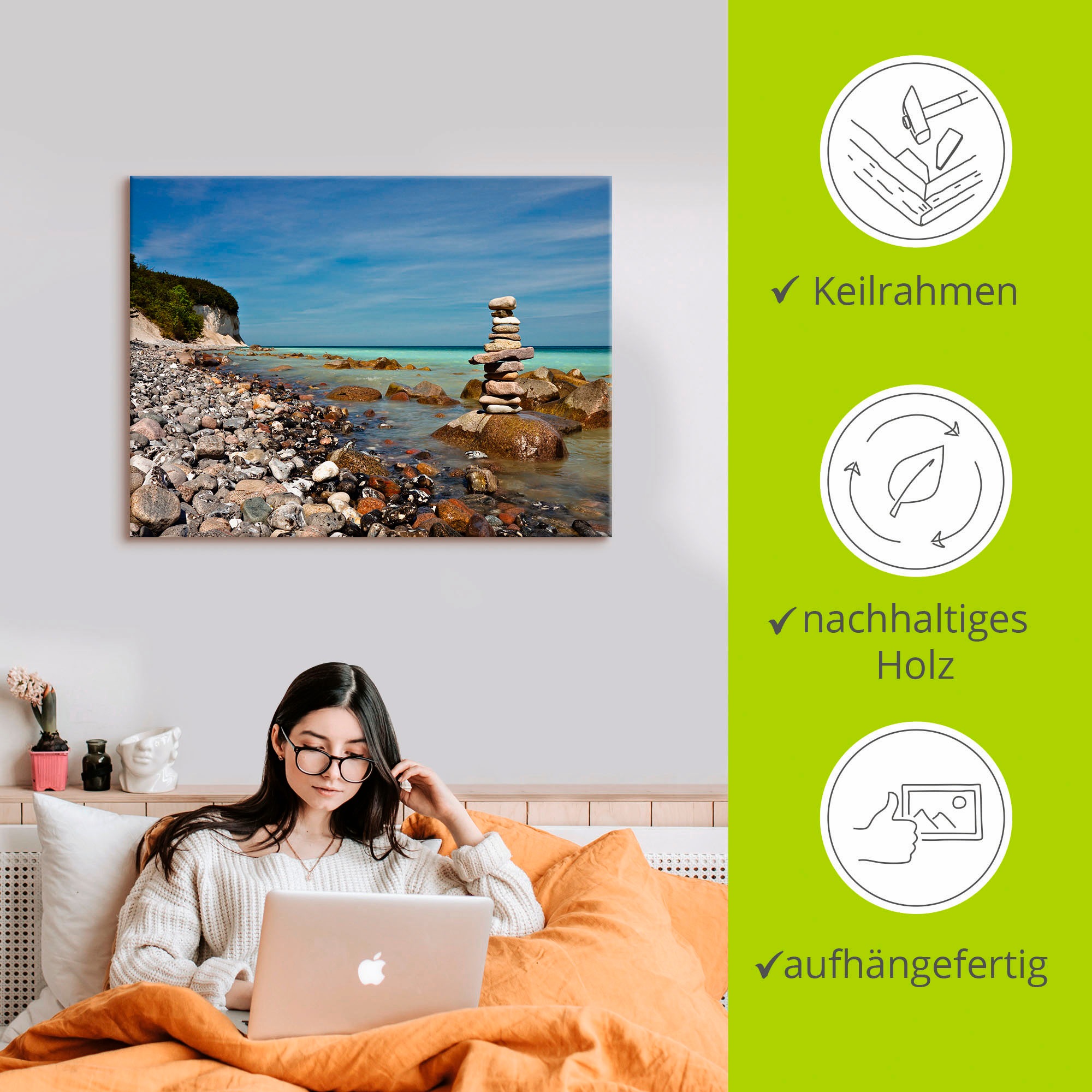Artland Wandbild »An der Ostseeküste auf Rügen«, Küste, (1 St.), als Leinwandbild, Poster, Wandaufkleber in verschied. Größen