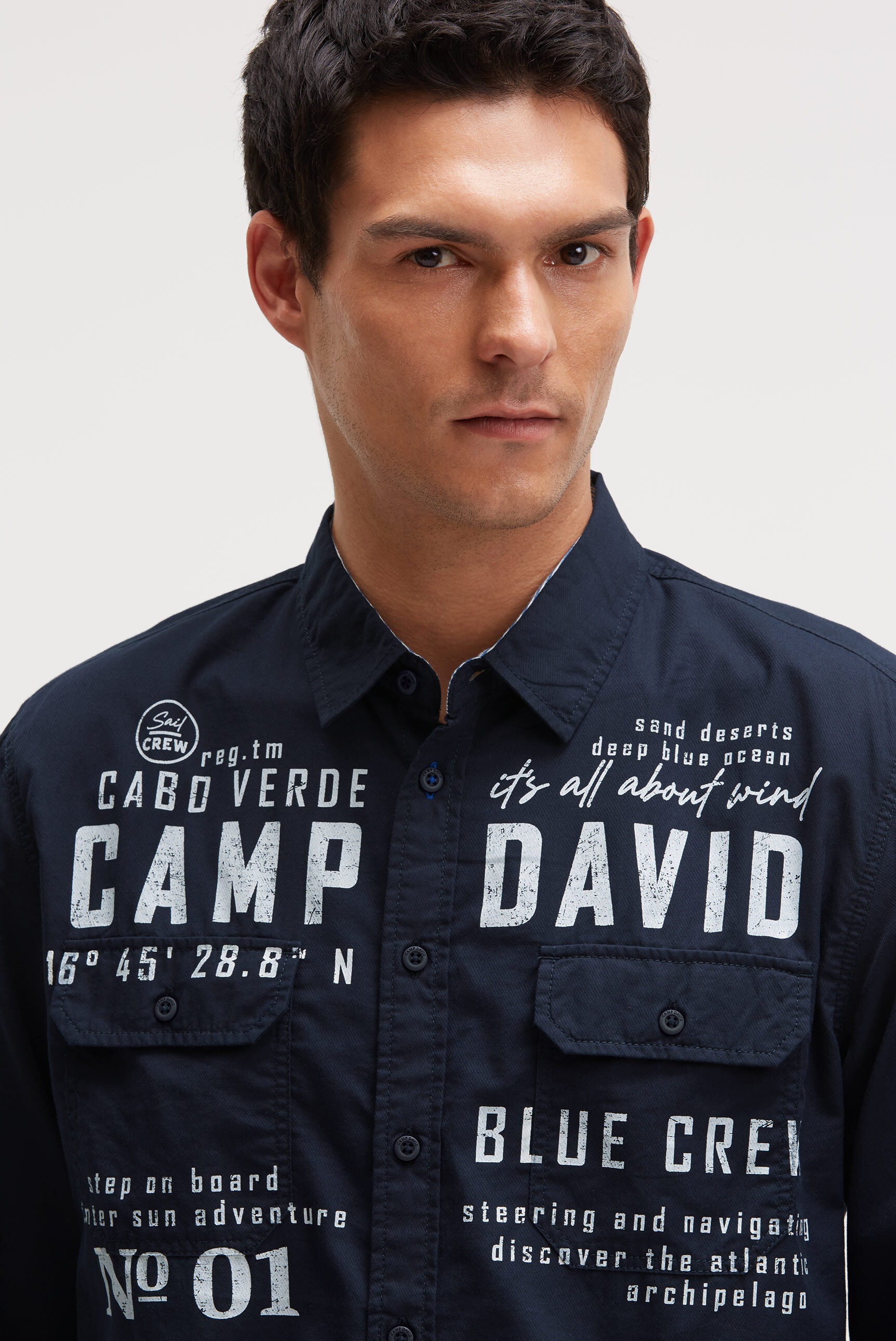 CAMP DAVID Langarmhemd mit Klappentaschen