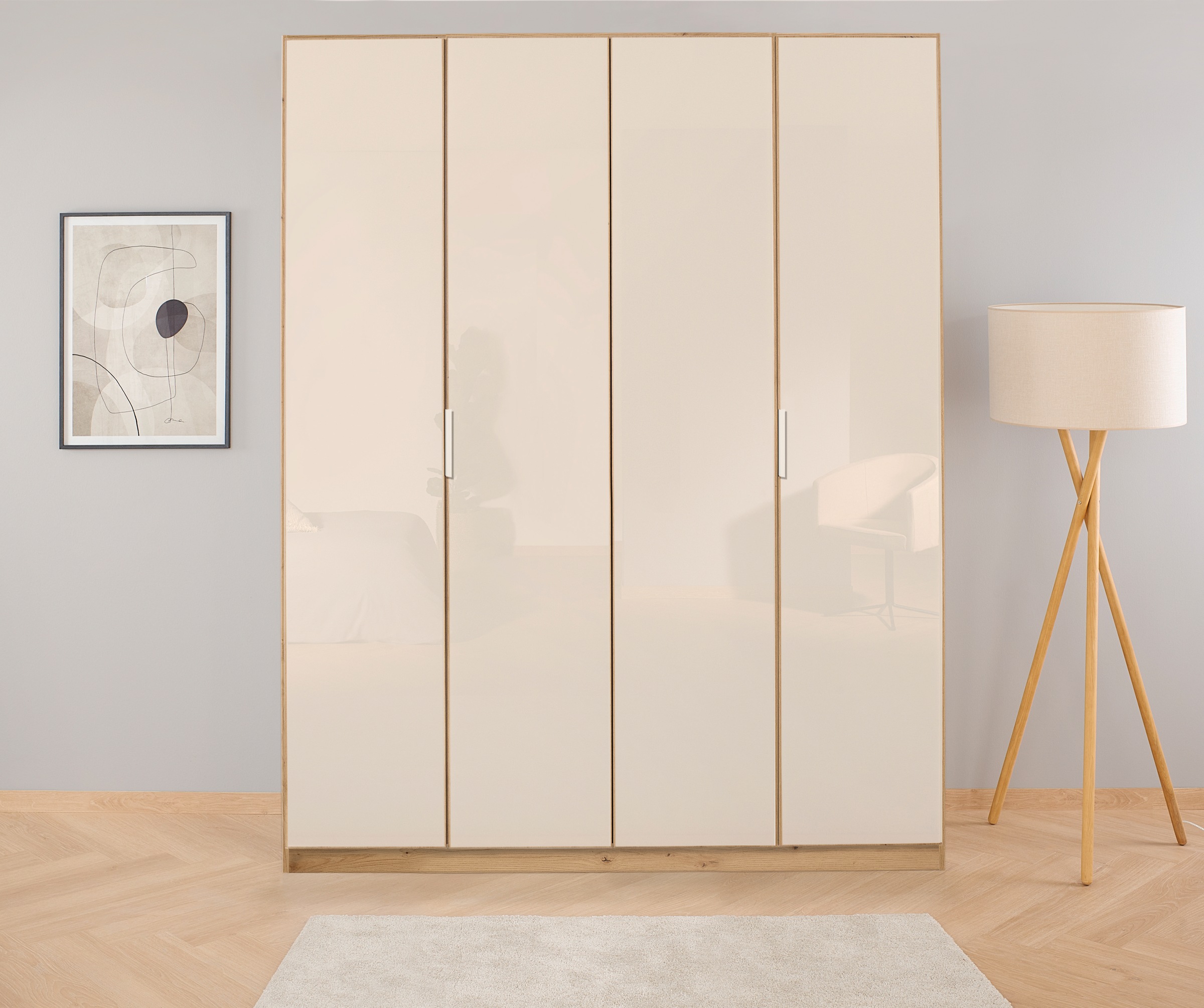 OTTO home "Mehrzweckschrank Aktenschrank Möbel Mietswohnung Schlafzimmer KOLUNA" Breiten 181/226/271/315 cm Höhen 210/229 cm, hochwertige Glas-Front, inkl. 2 Innenschubladen sowie extra Einlegeböden MADE IN GERMANY