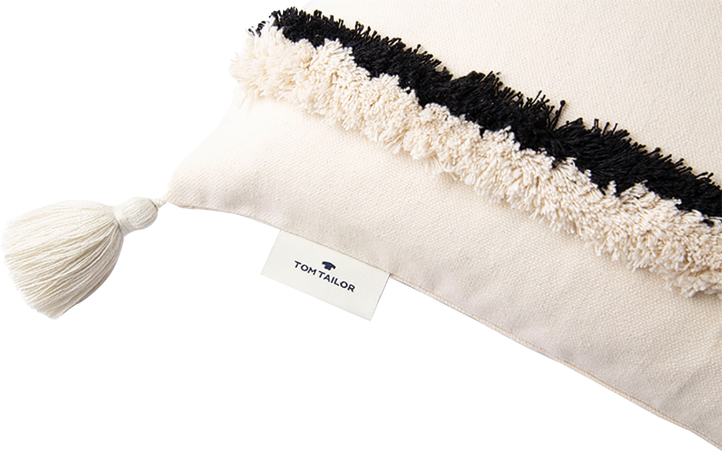Tom Tailor Fluffy Stripe Cushion Cover Natural/Black 60x40cm 3