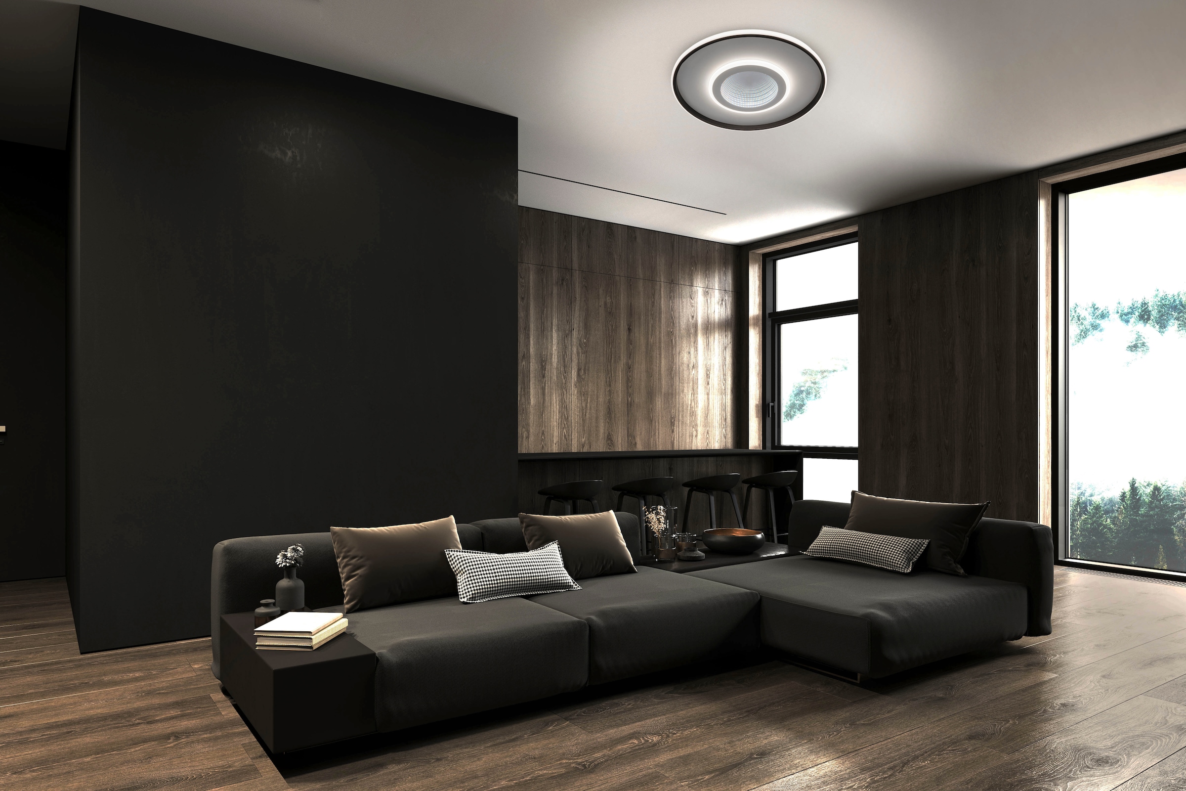 my home LED Deckenleuchte »Mona Deckenlampe mit Infinity 3D Effekt«, 1 flammig, Leuchtmittel LED-Board | LED fest integriert, D: 50cm, dimmbar, inkl. Memory, CCT, Fernbedienung, 40W, Tunnel Mirror