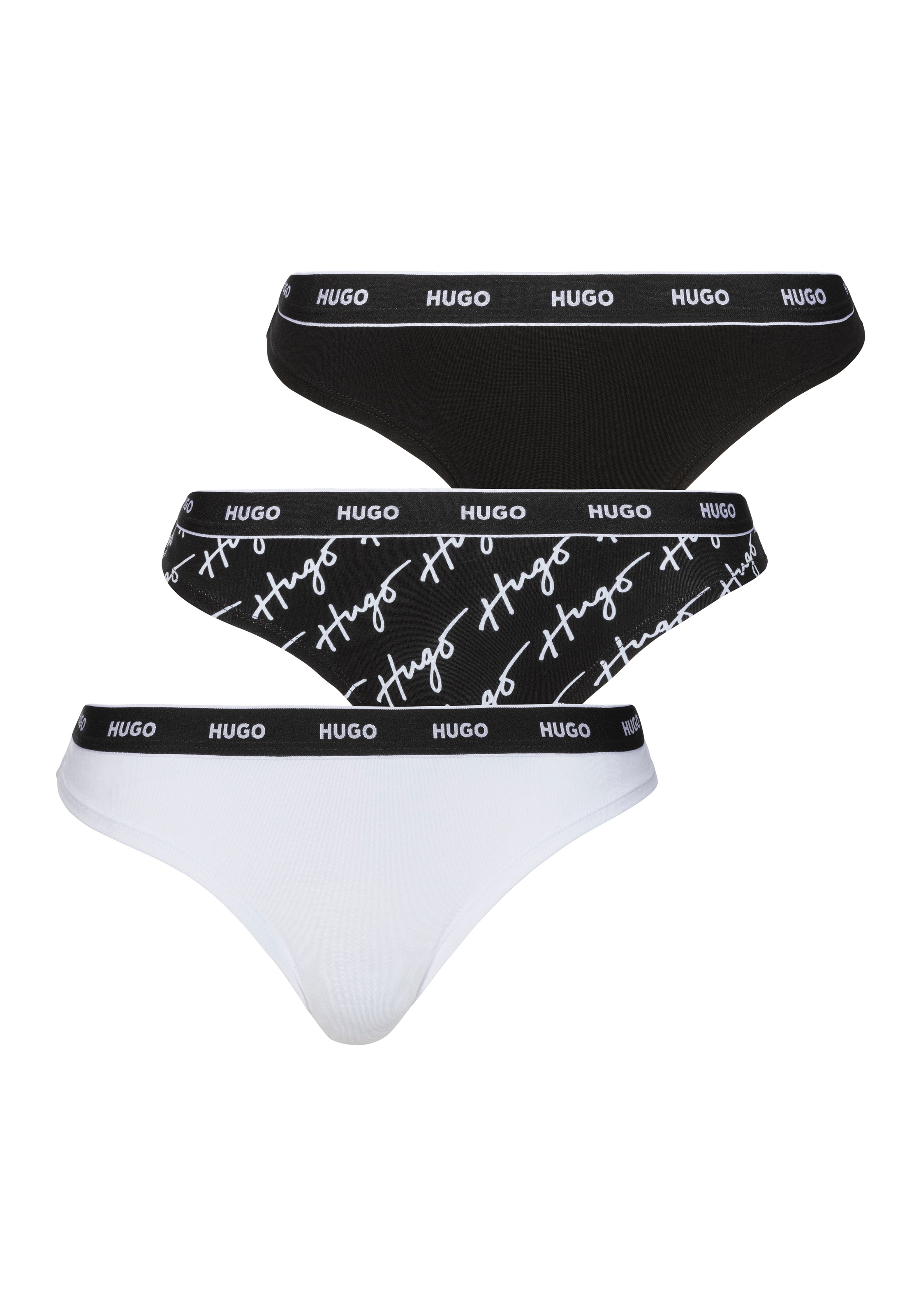 HUGO Underwear String "TRIPLET THONG DESIGN", (Set, 3 St., 3), mit Logobund