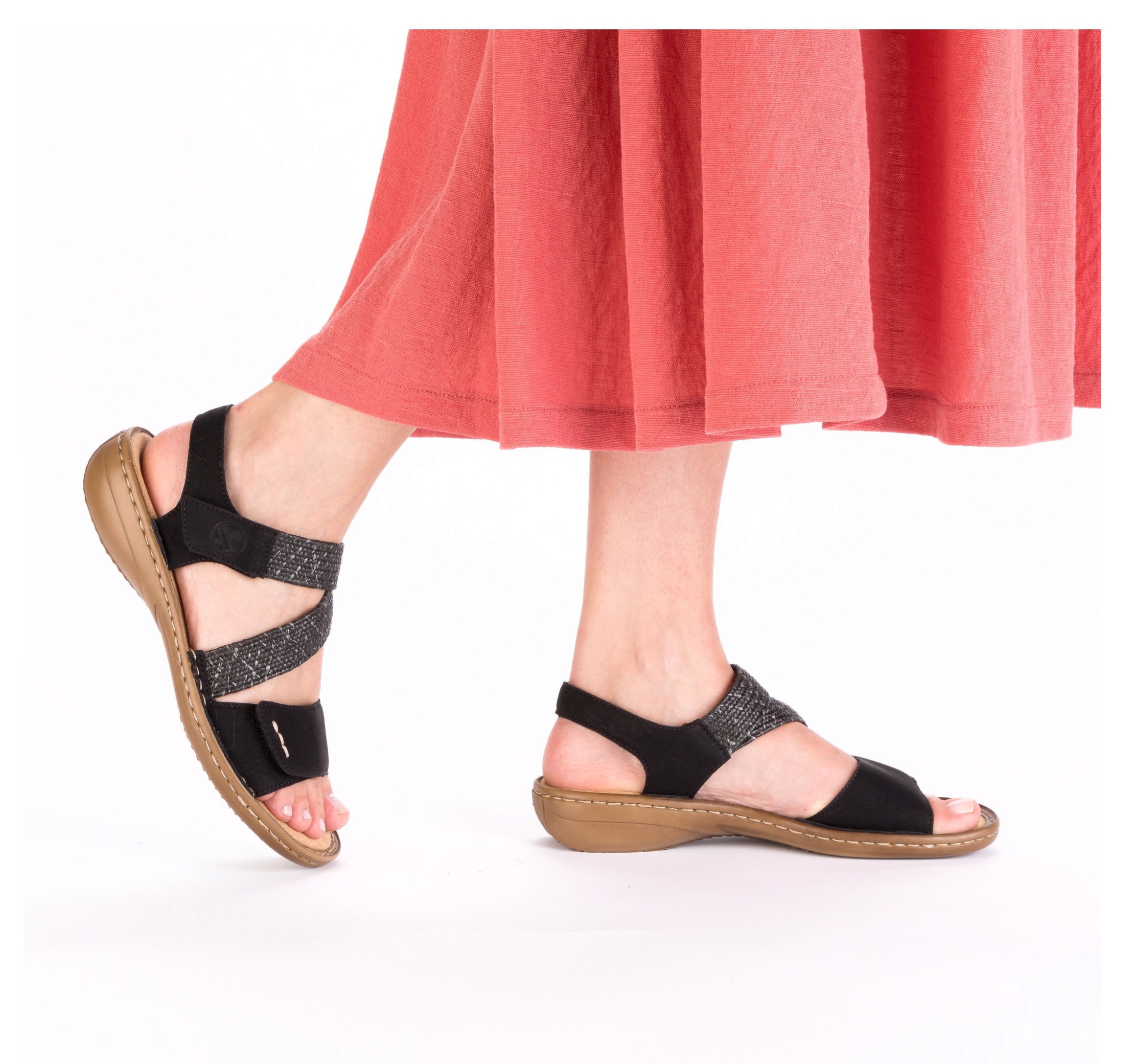 Rieker Sandale, Sommerschuh, Sandalette, Urlaubschuh mit Klettverschlüsse