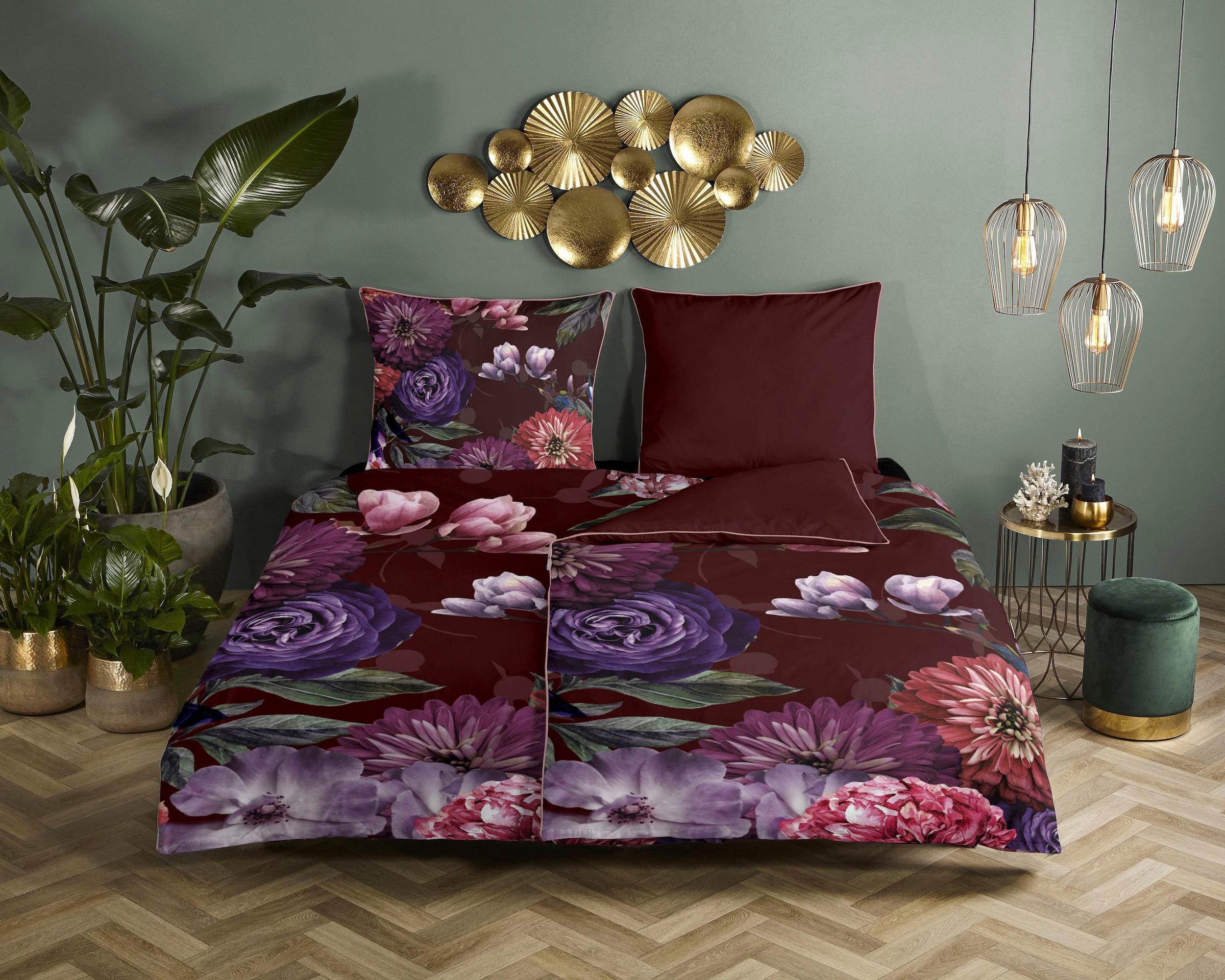 Descanso Wendebettwäsche "Bloomie" 2 Stk. tlg. Baumwolle, Satin, 135x200, B günstig online kaufen